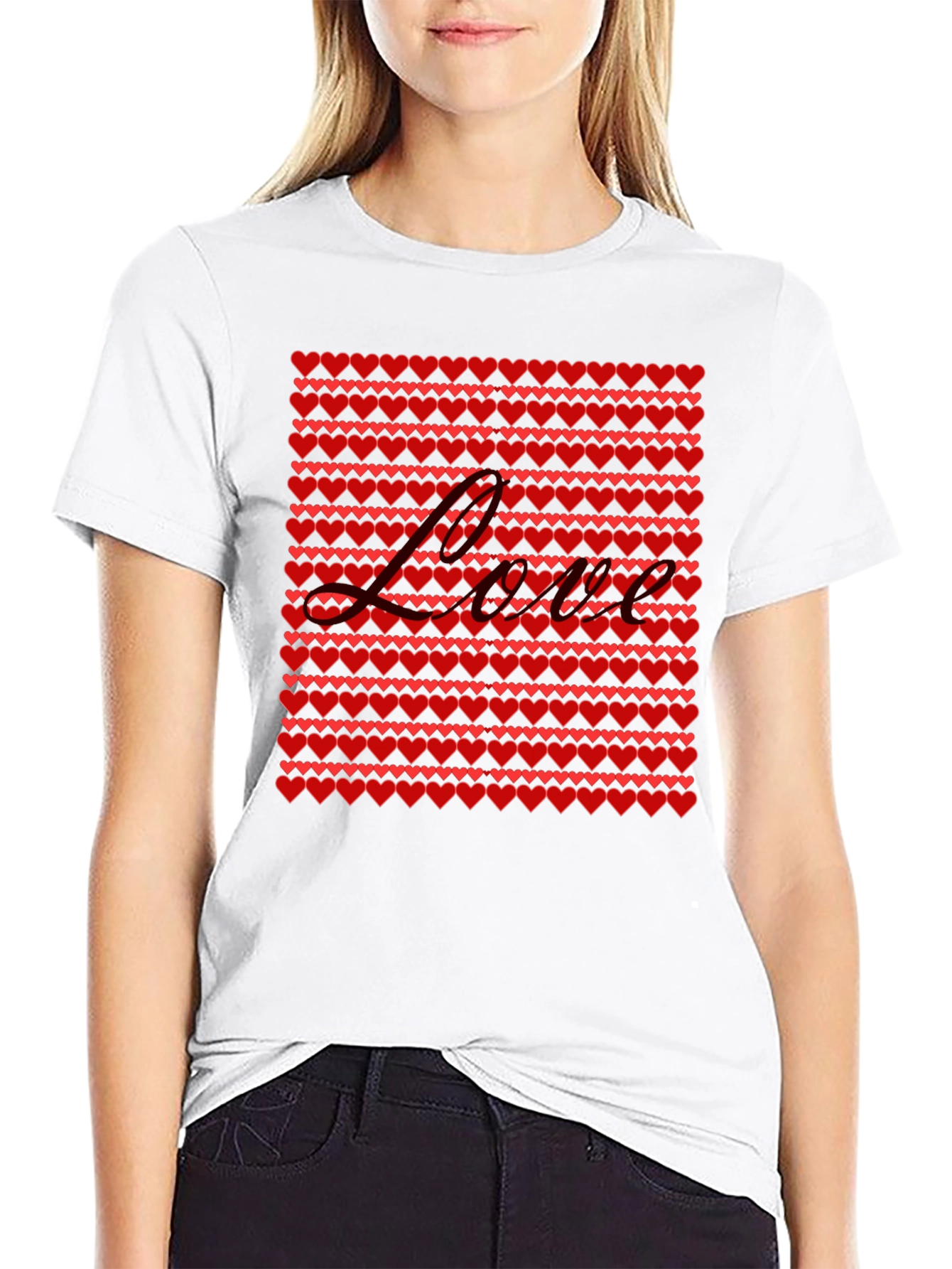 Love Heart Pattern T-Shirt - Valentines Day Gift