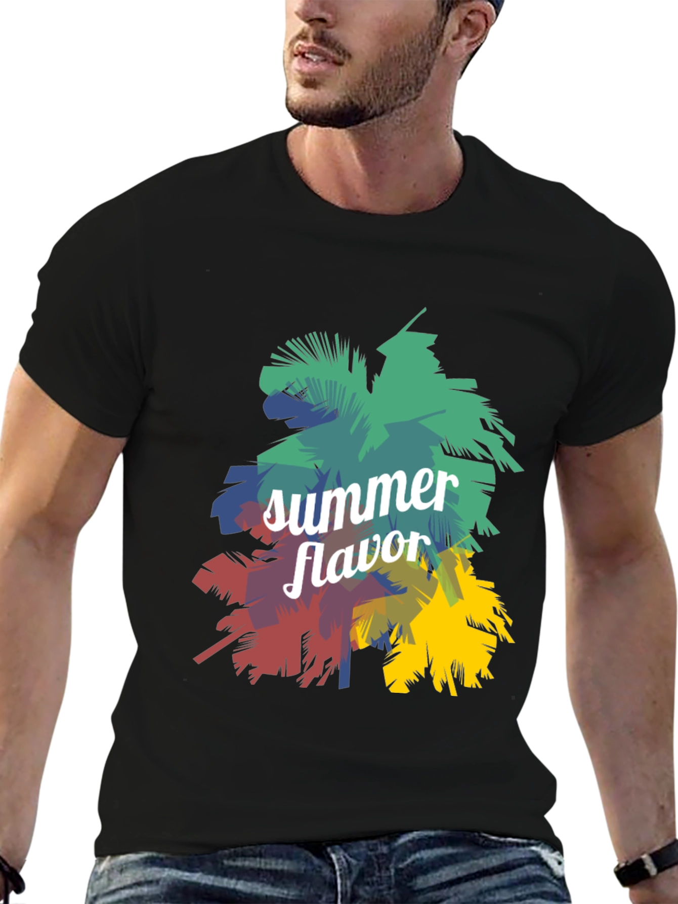 Summer Flavor Graphic Print Black T-Shirt