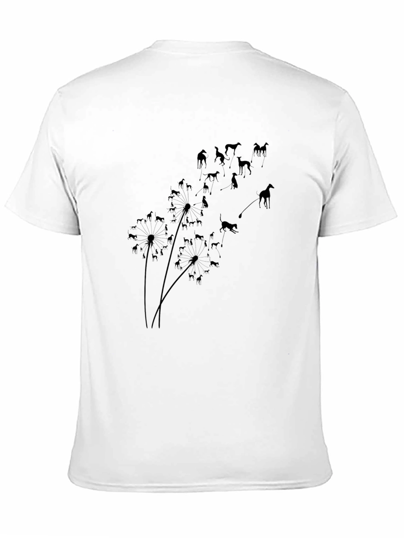 Dandelion Greyhounds Black T-Shirt - Unique Dog Lover Design