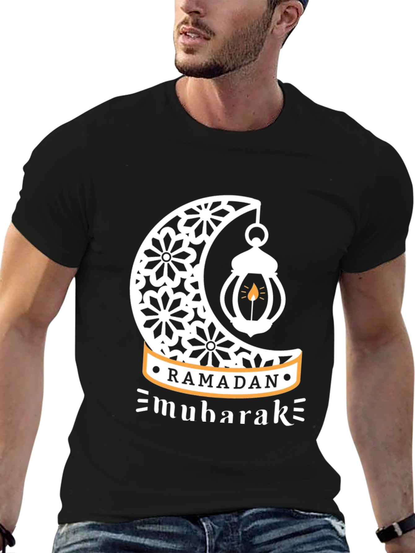 Ramadan Mubarak T-Shirt - Festive Islamic Crescent Moon Design
