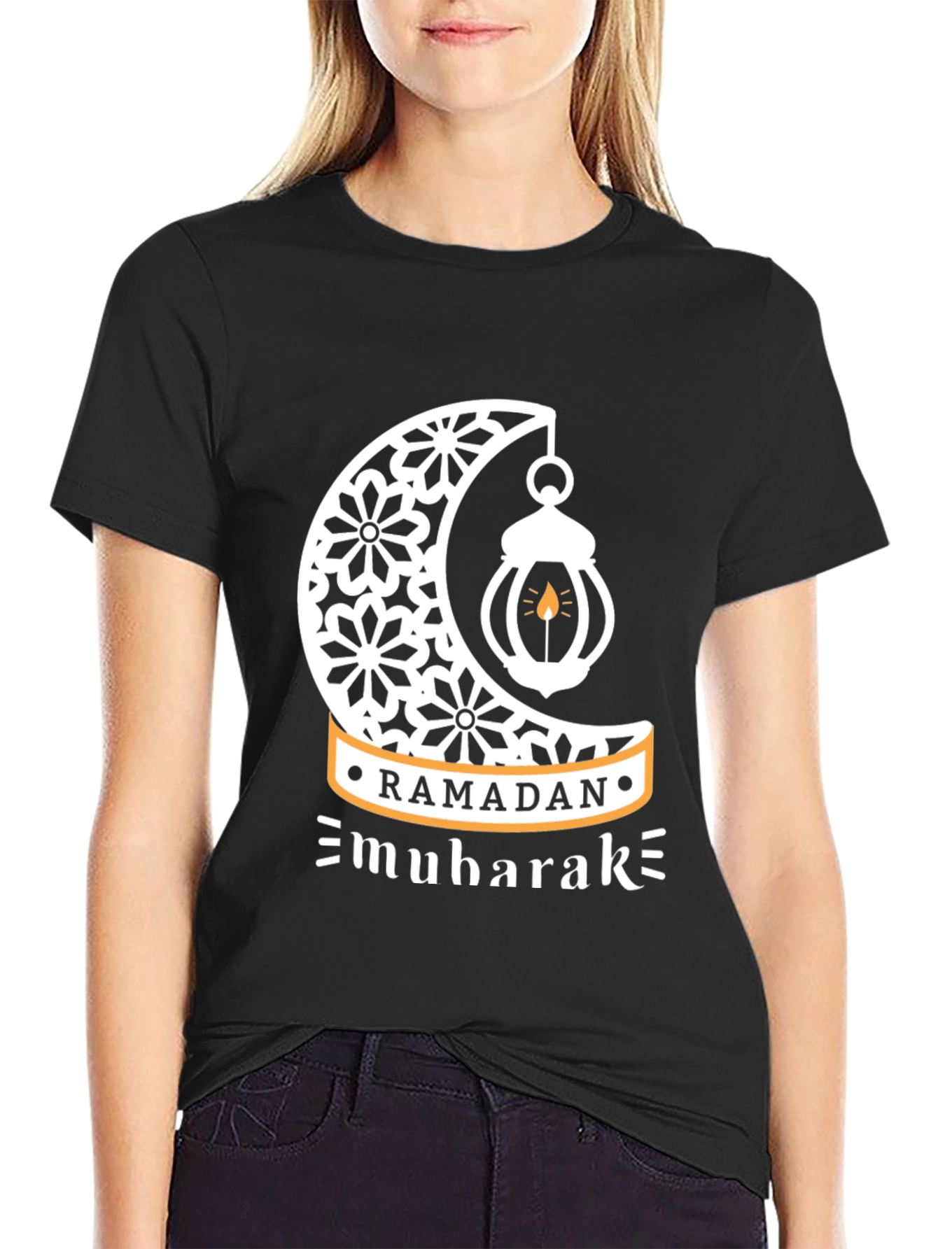 Ramadan Mubarak T-Shirt - Festive Islamic Crescent Moon Design