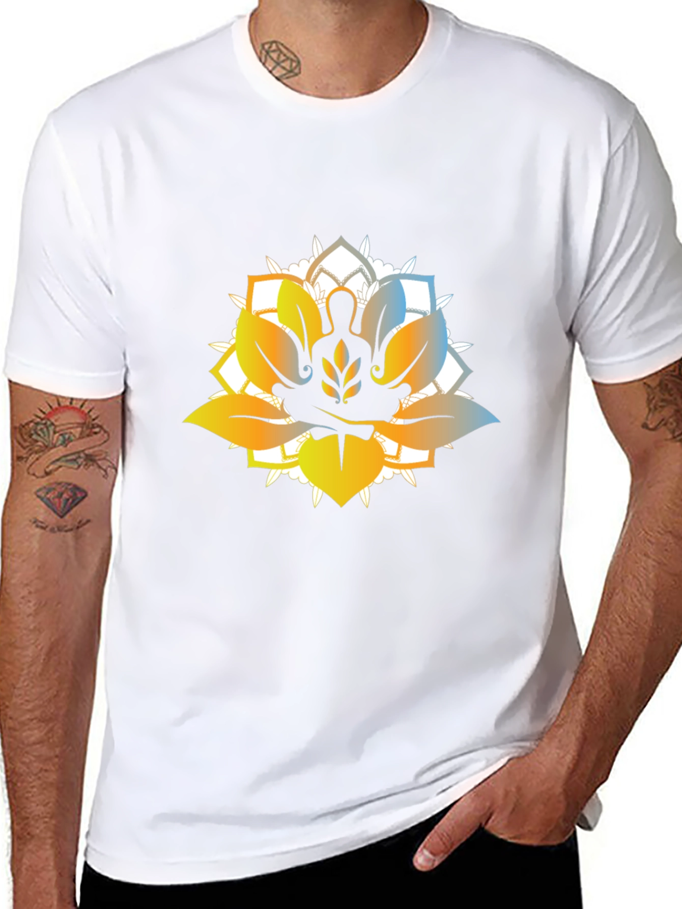 Lotus Meditation Graphic T-Shirt - Black