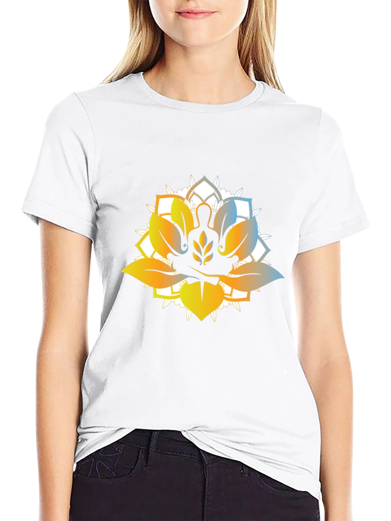 Lotus Meditation Graphic T-Shirt - Black