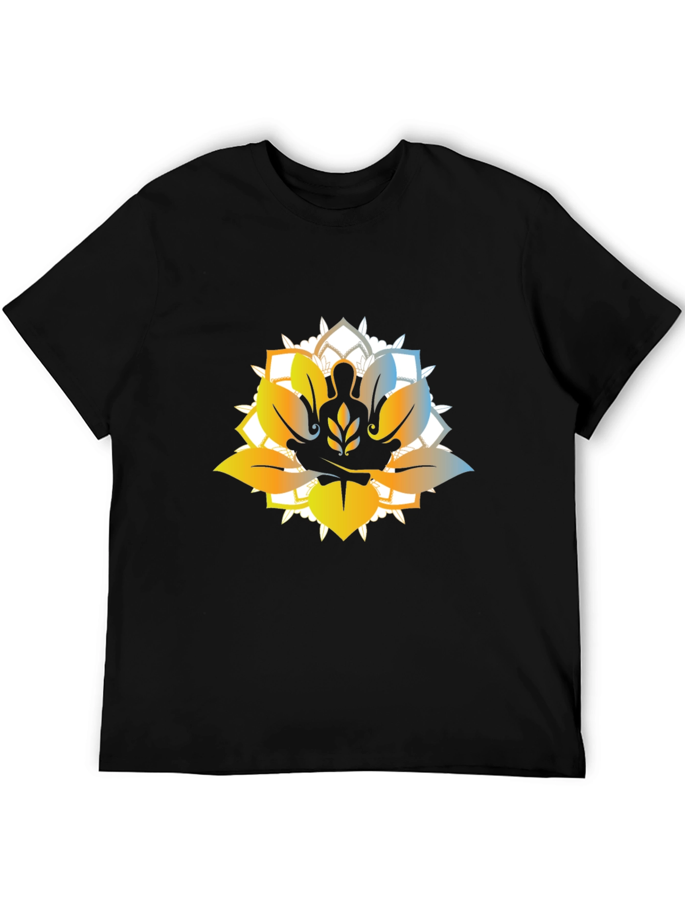 Lotus Meditation Graphic T-Shirt - Black