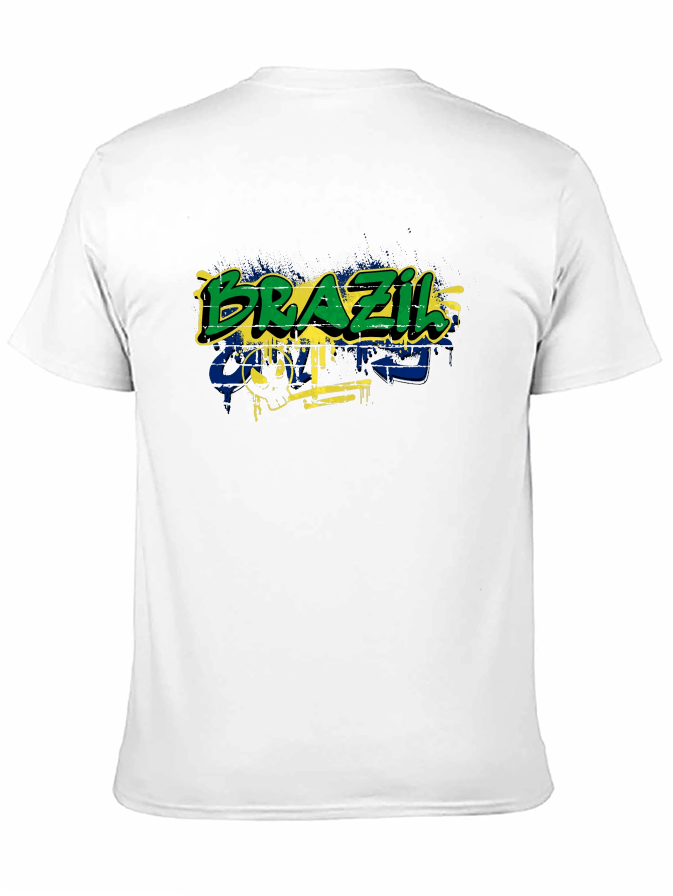 Brazil Flag Graffiti Graphic T-Shirt - Black