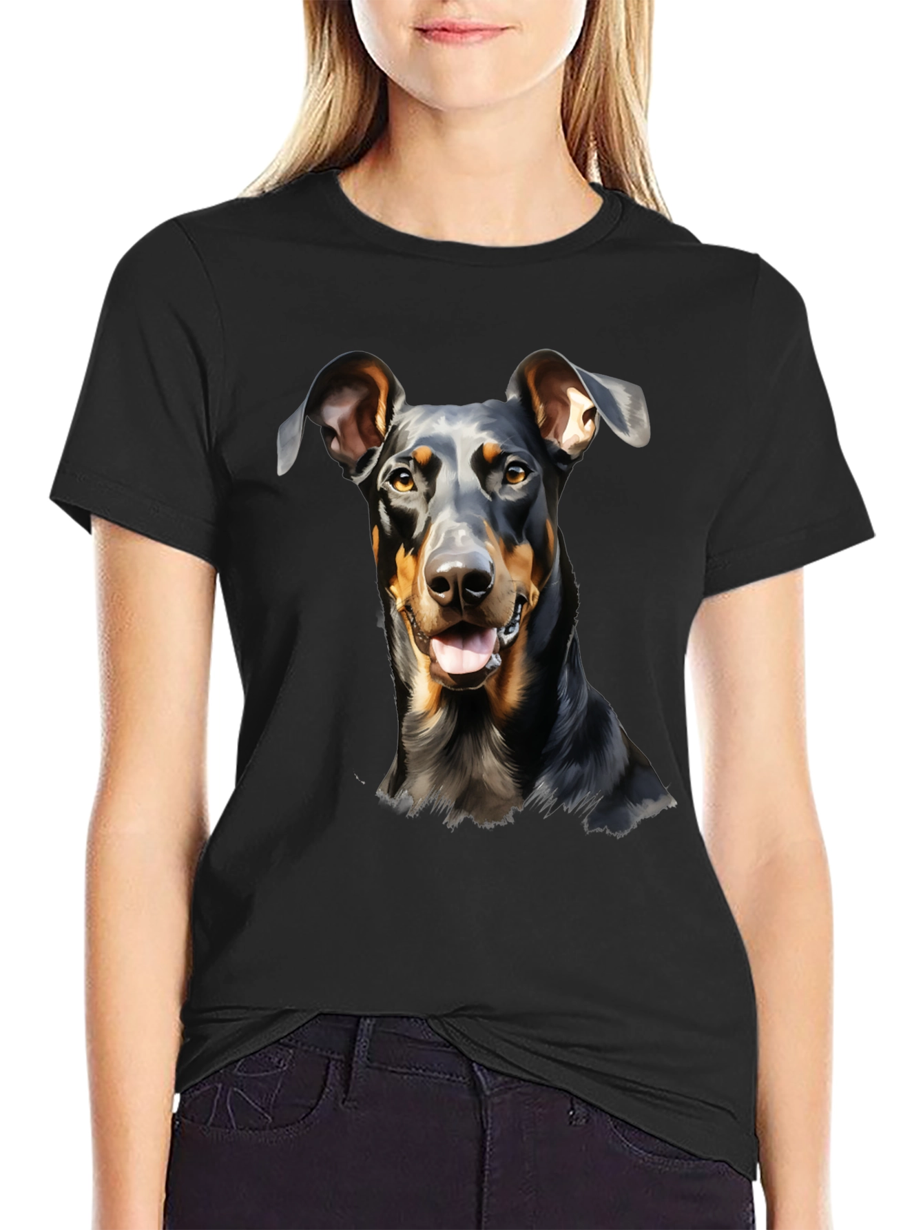 Doberman Dog Graphic Print T-Shirt
