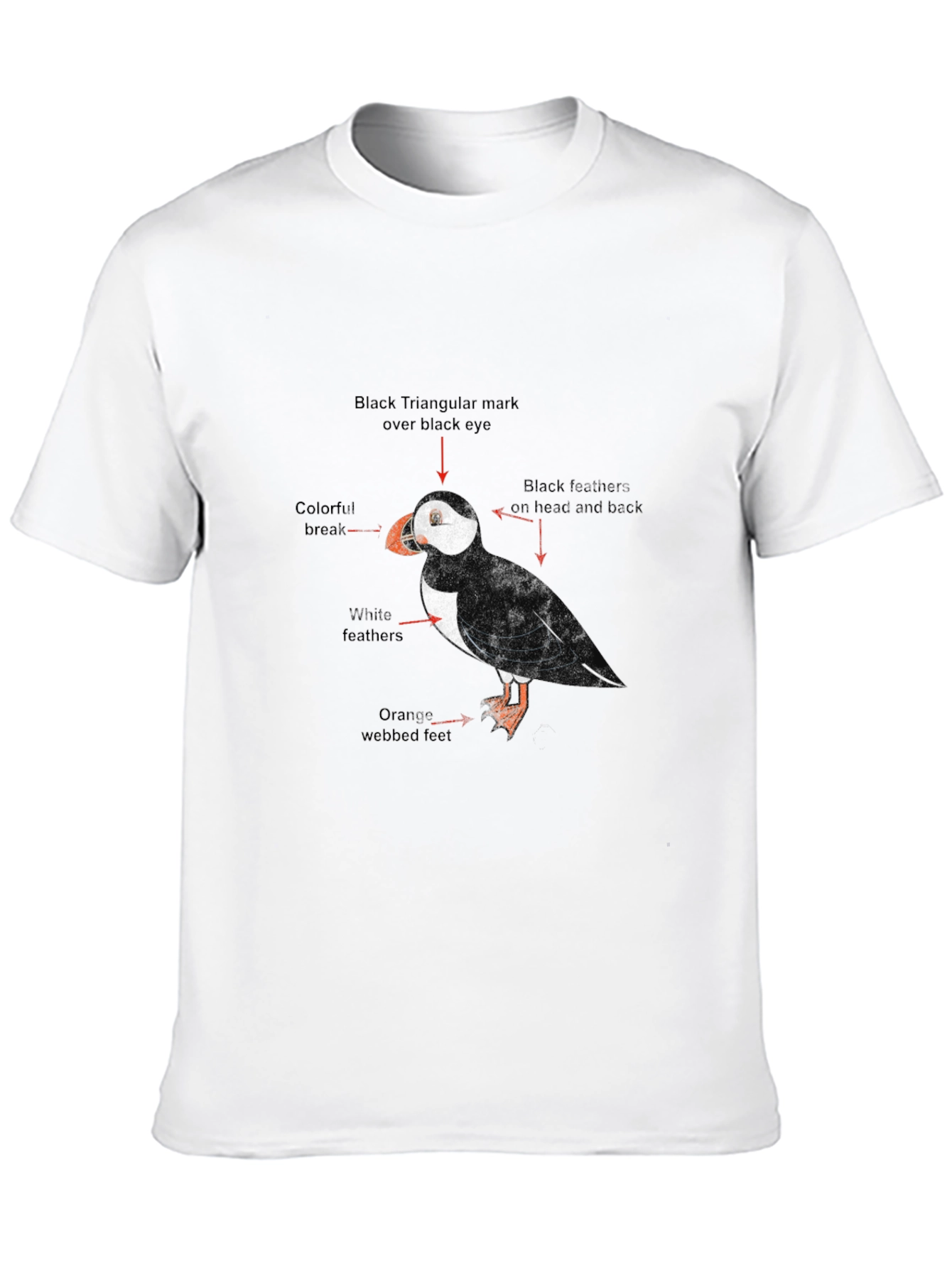 Puffin Bird Graphic Print Black T-Shirt