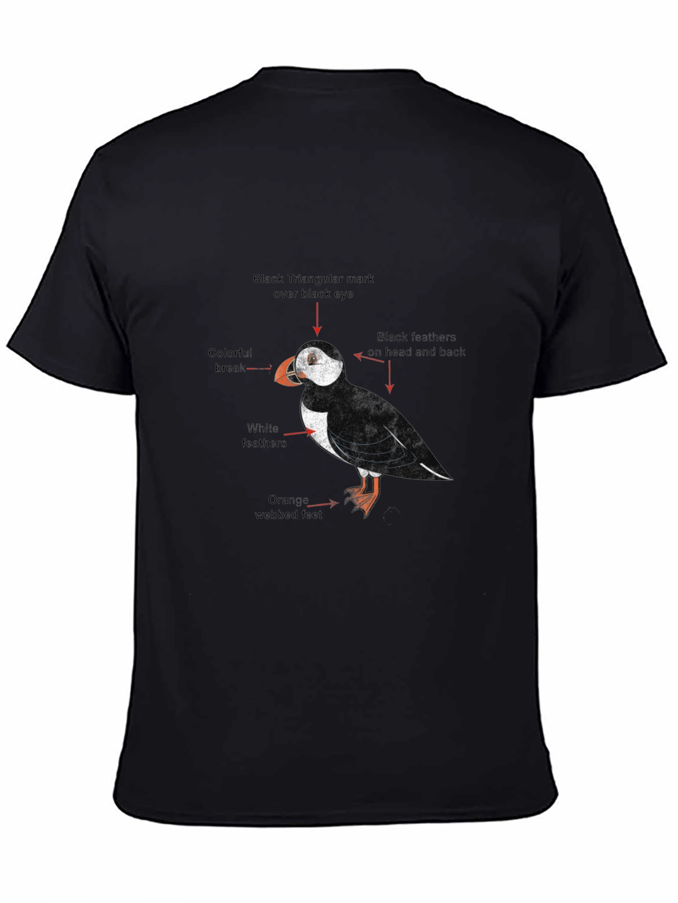 Puffin Bird Graphic Print Black T-Shirt