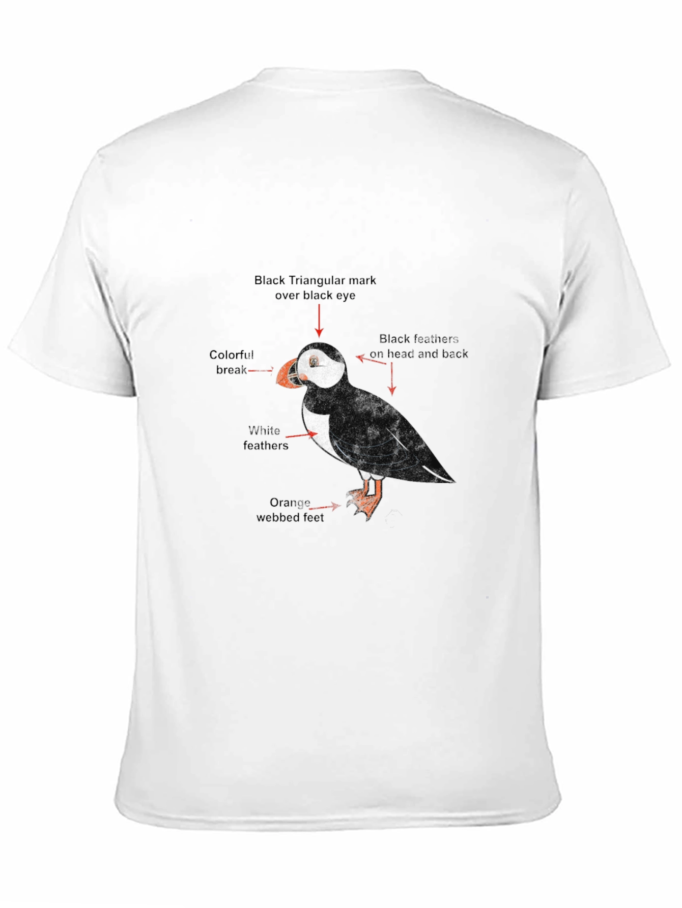 Puffin Bird Graphic Print Black T-Shirt