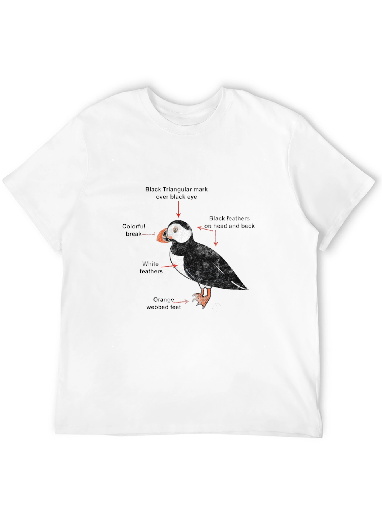 Puffin Bird Graphic Print Black T-Shirt