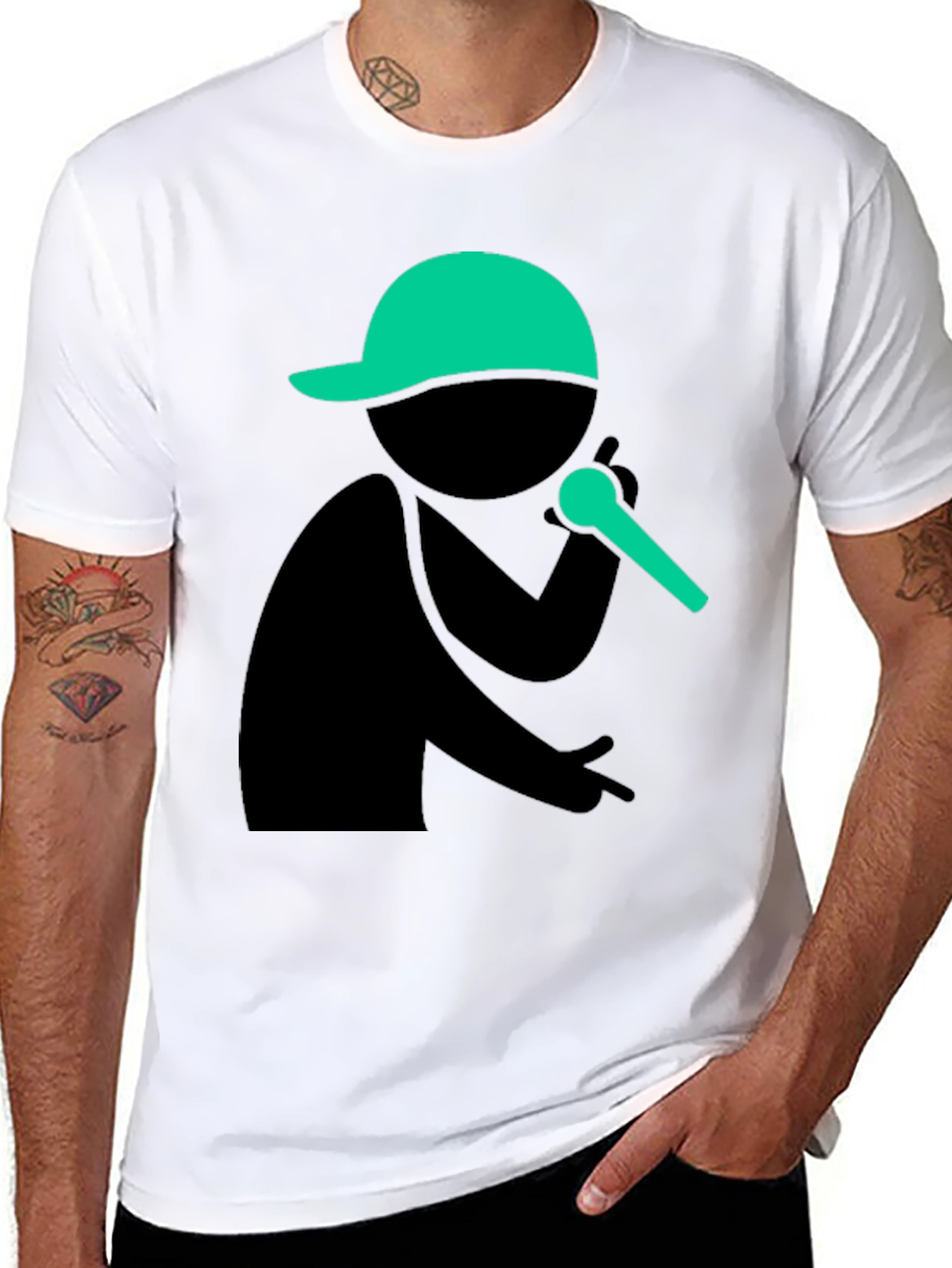 Stick Figure Rapper T-Shirt - Black