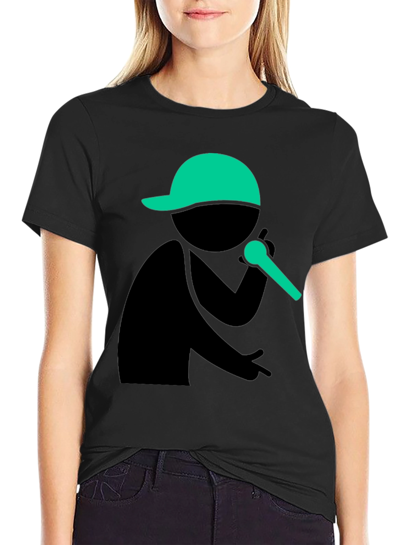 Stick Figure Rapper T-Shirt - Black