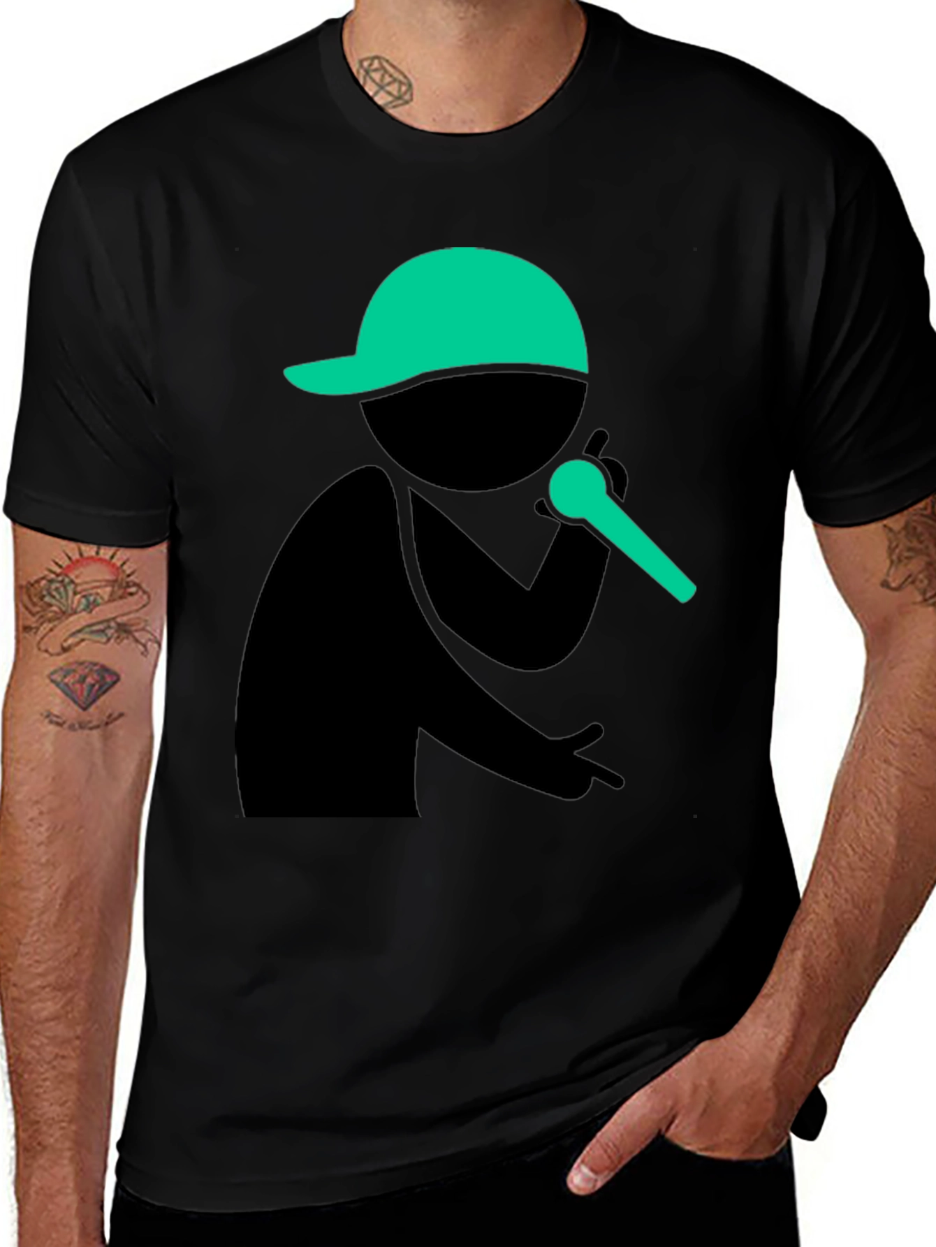 Stick Figure Rapper T-Shirt - Black