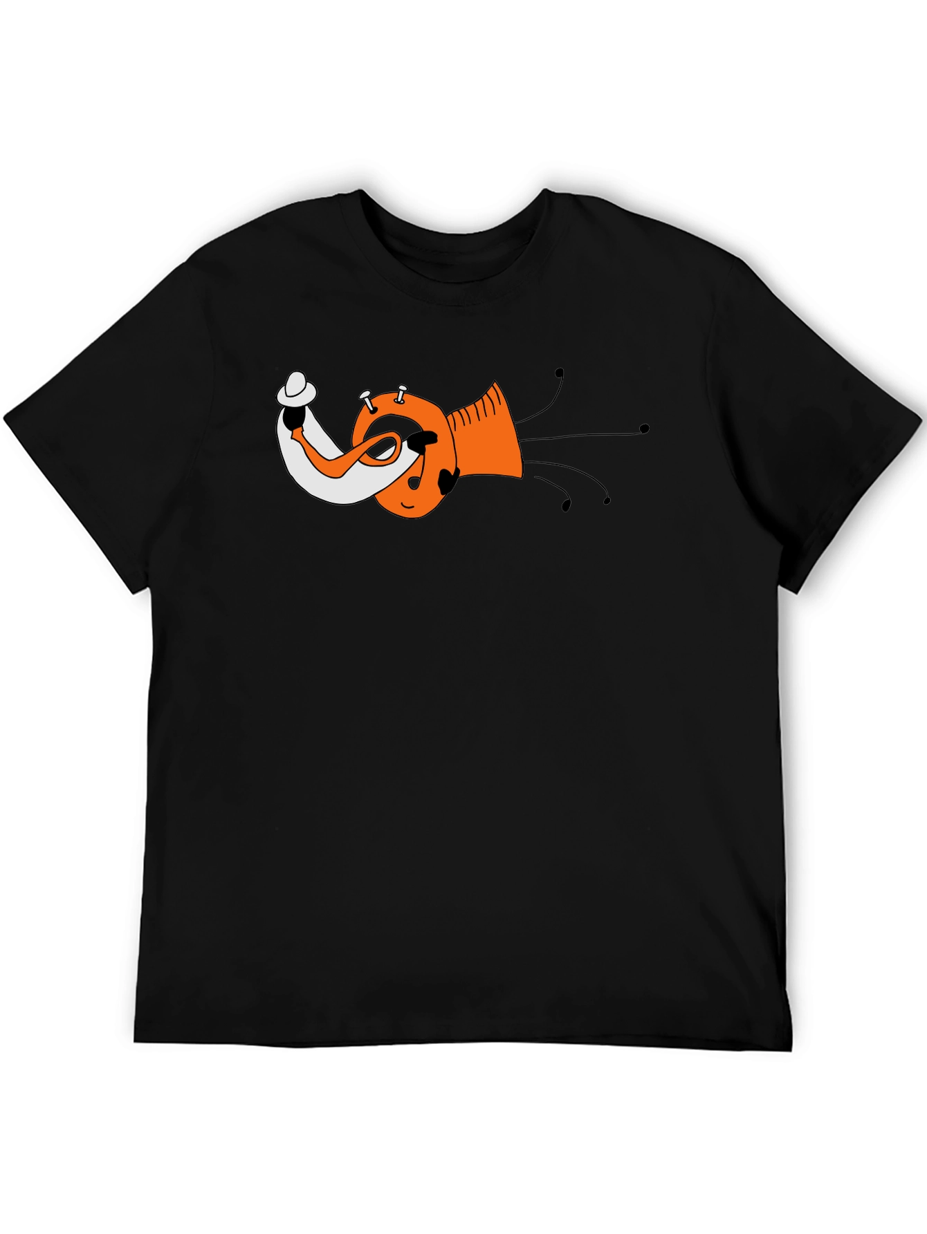 Funky Trumpet Cartoon Graphic Black T-Shirt