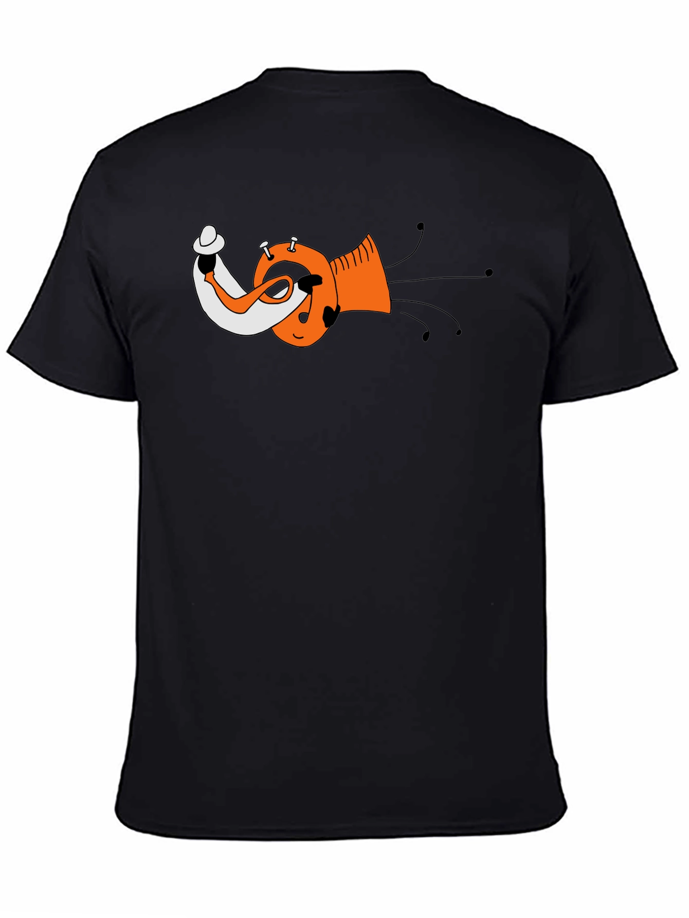 Funky Trumpet Cartoon Graphic Black T-Shirt