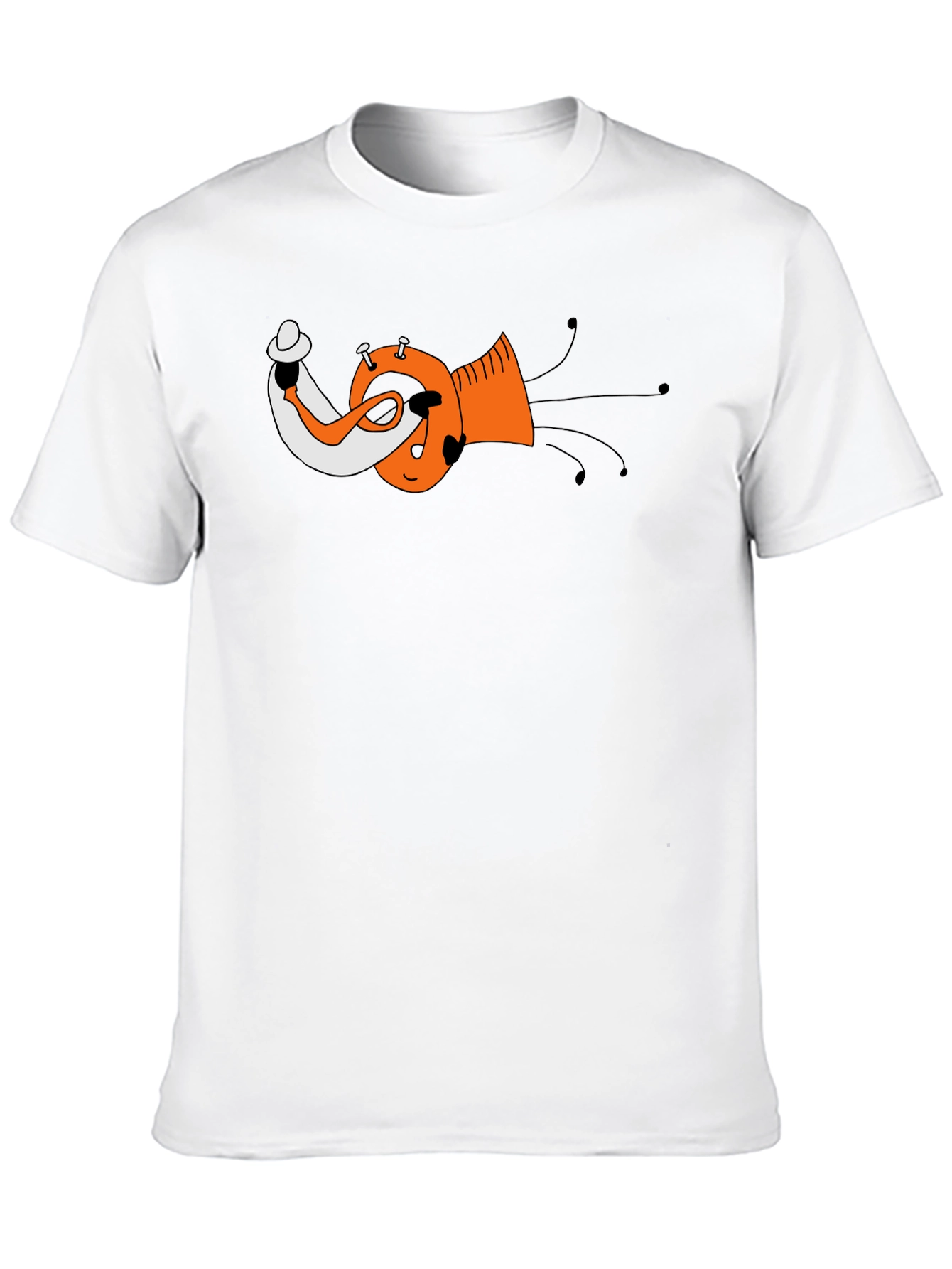 Funky Trumpet Cartoon Graphic Black T-Shirt