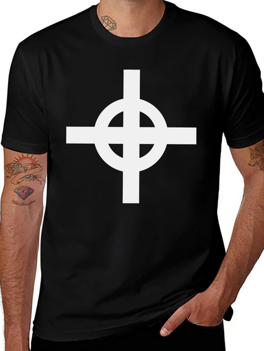 Celtic Cross Graphic Tee - Black Cotton Blend Shirt