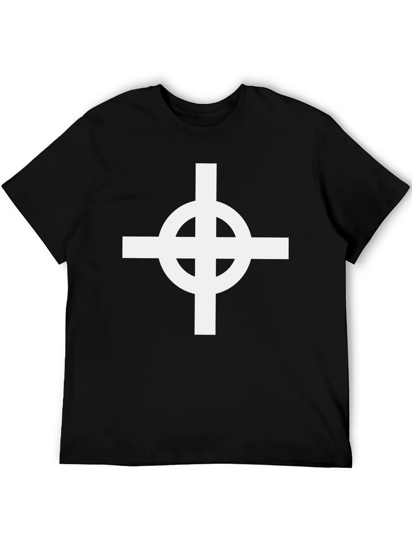 Celtic Cross Graphic Tee - Black Cotton Blend Shirt