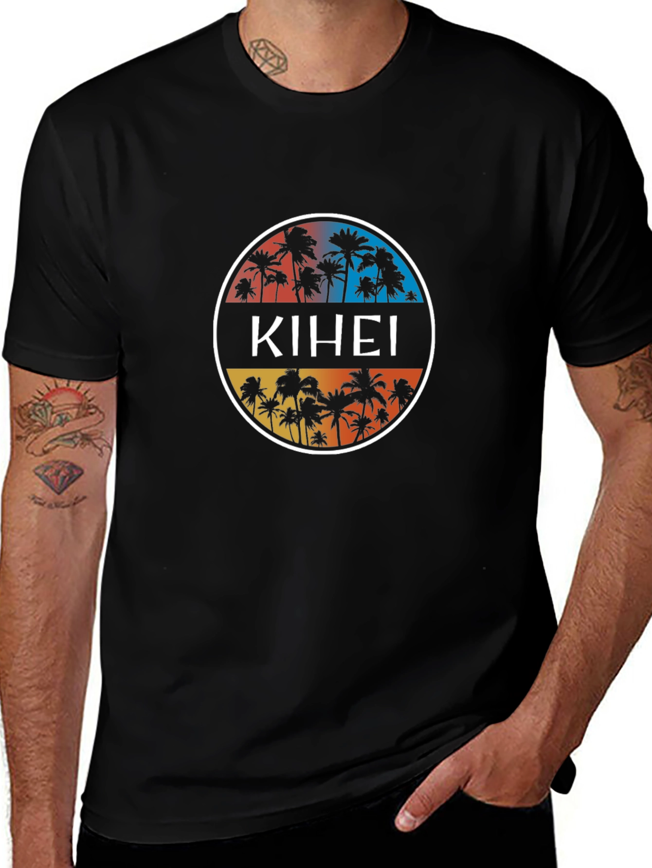 Kihei Palm Tree Graphic Tee - Black