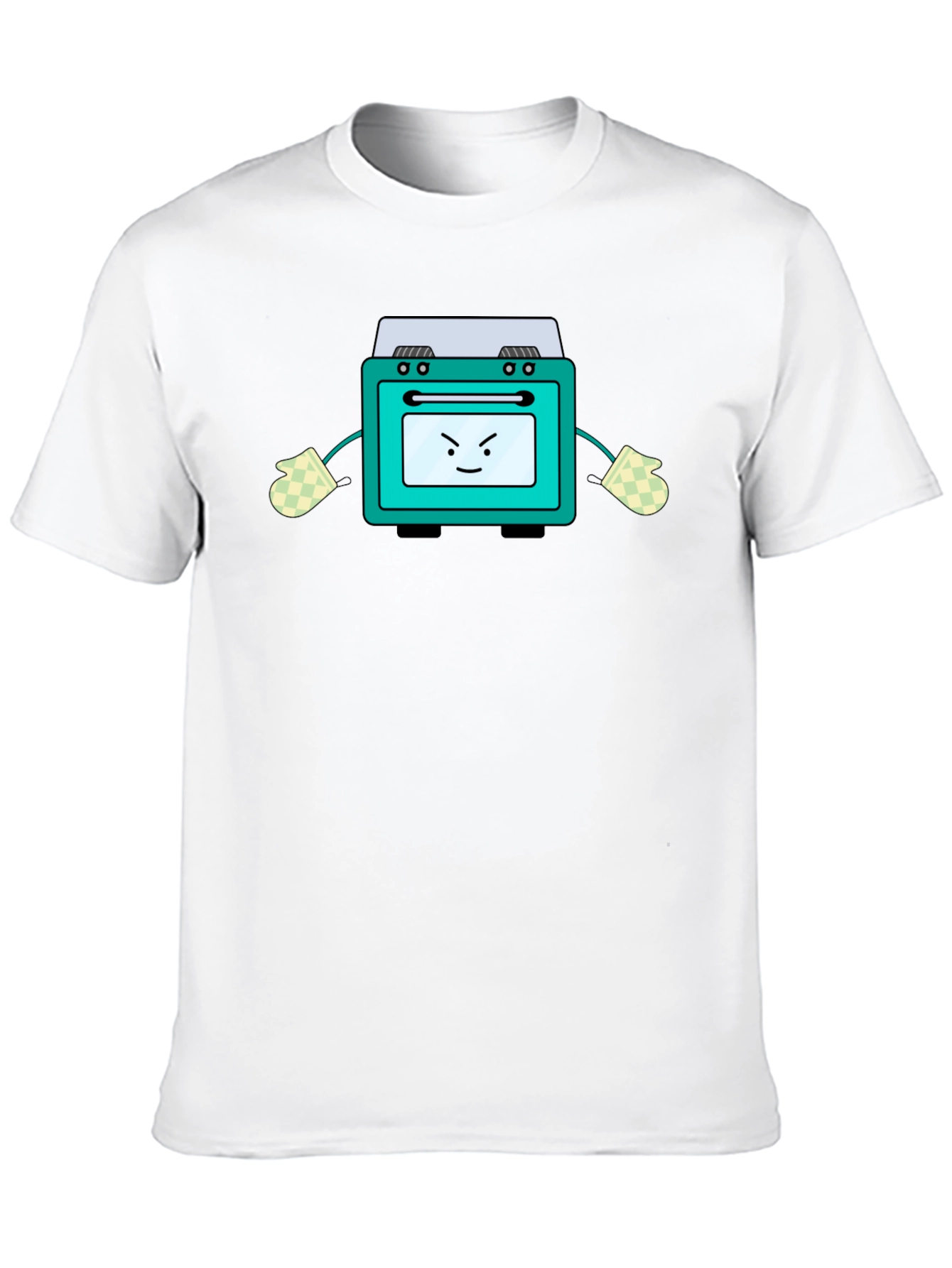 Funny Oven Cartoon Graphic Tee - Black