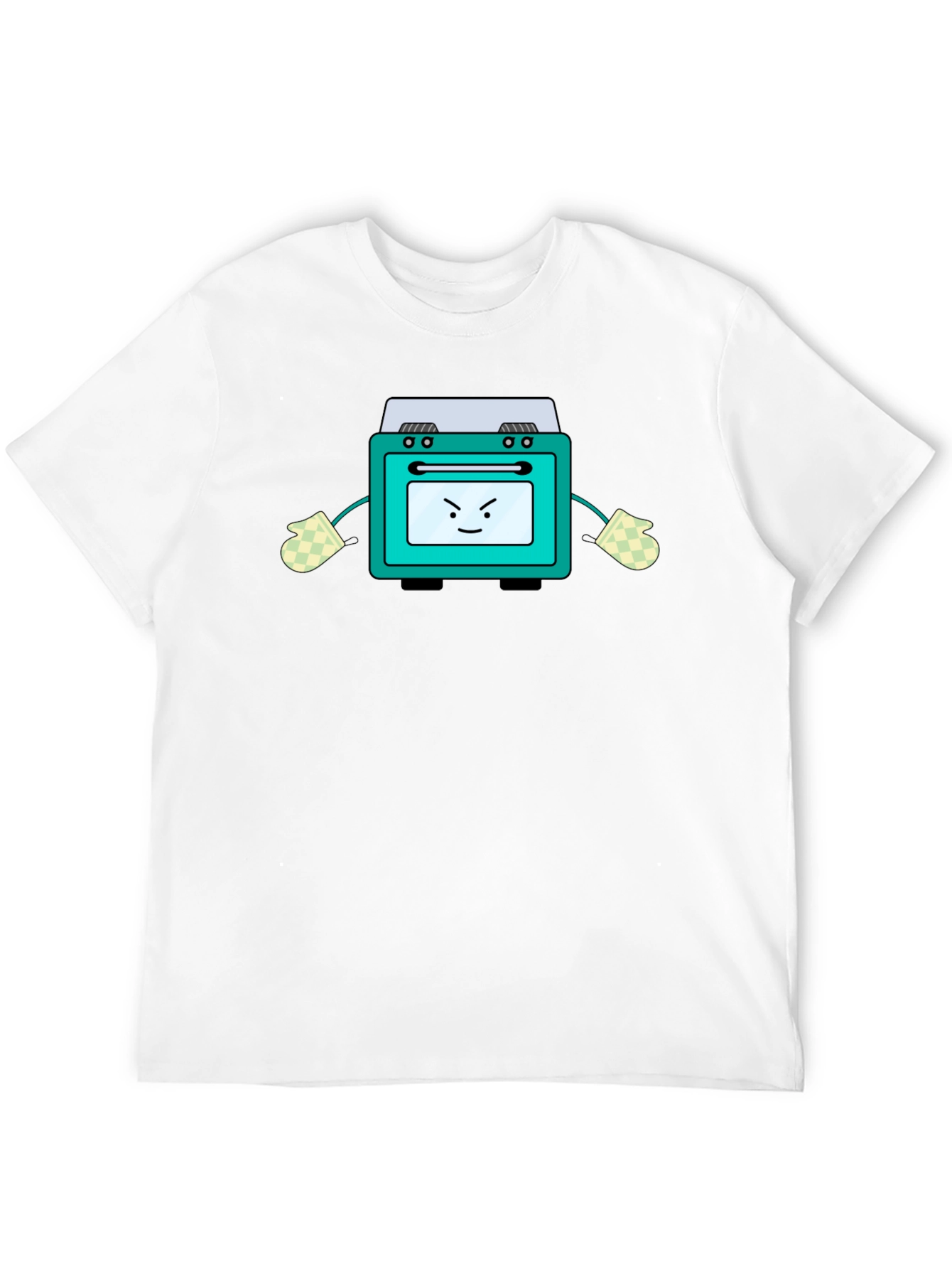 Funny Oven Cartoon Graphic Tee - Black