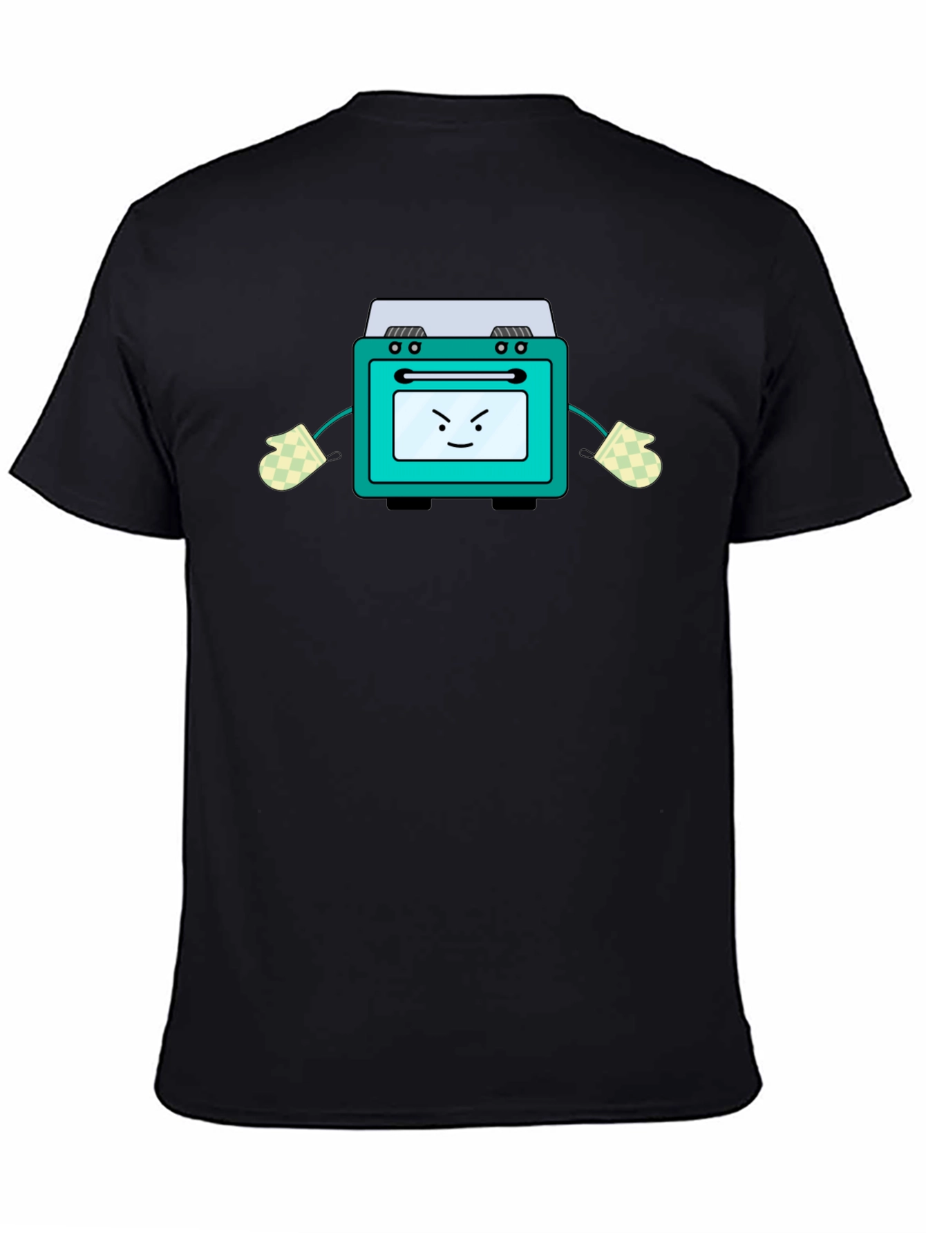 Funny Oven Cartoon Graphic Tee - Black