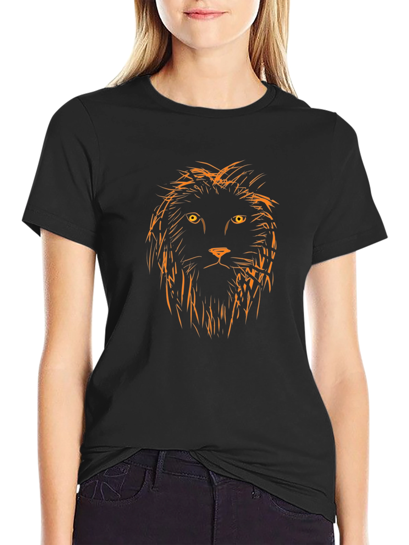 Lion Sketch Graphic Black T-Shirt