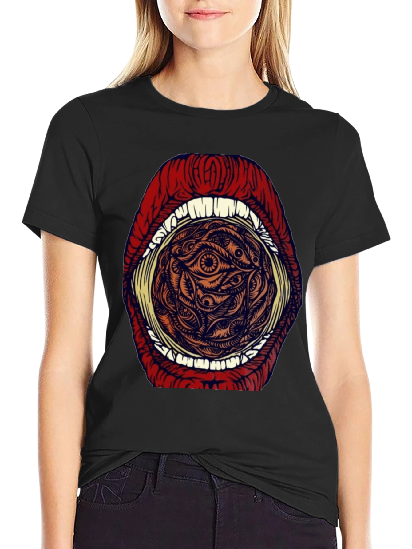 Eye Mouth Graphic T-Shirt - Unique Mens Tee