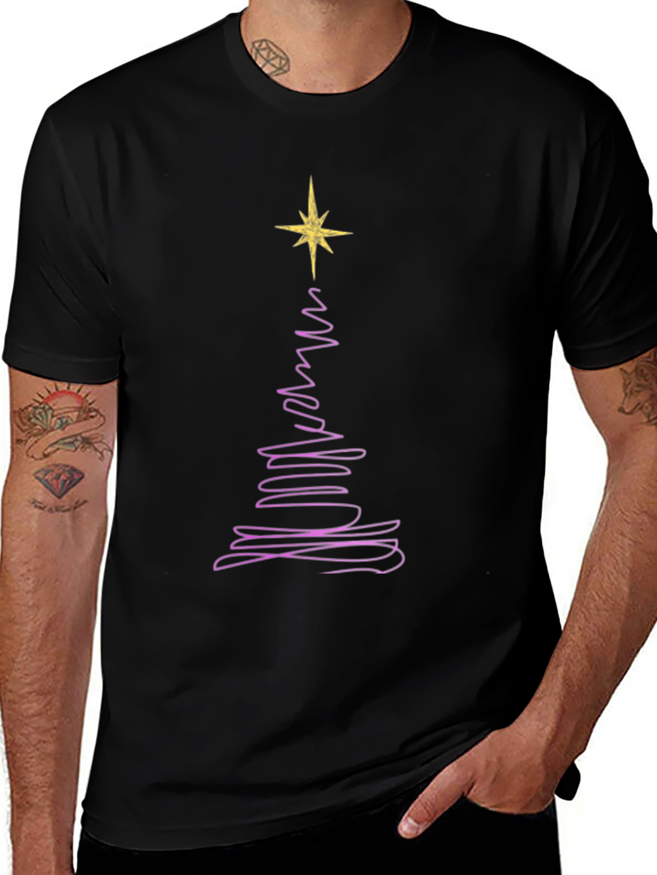 Christmas Tree Line Art T-Shirt