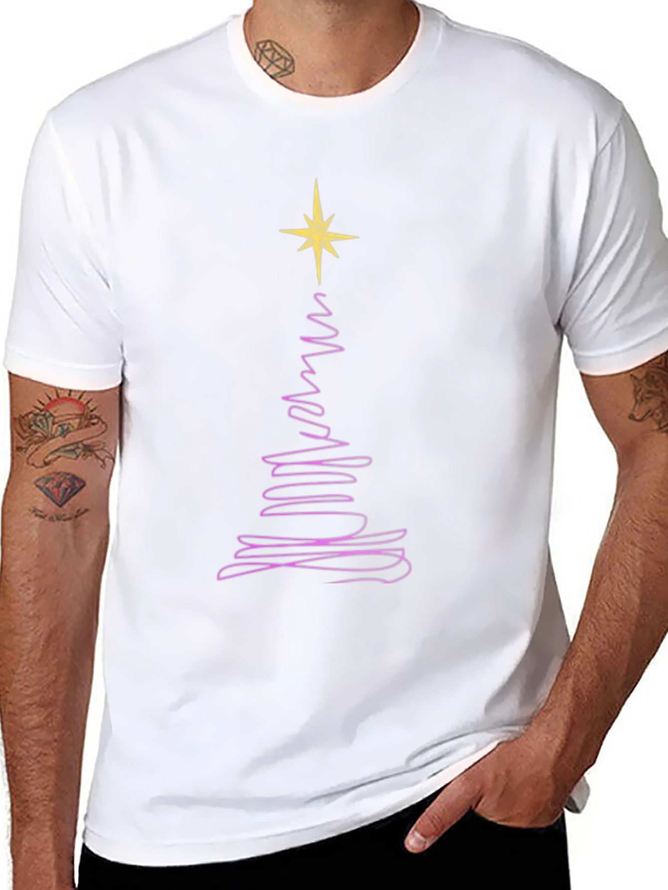 Christmas Tree Line Art T-Shirt