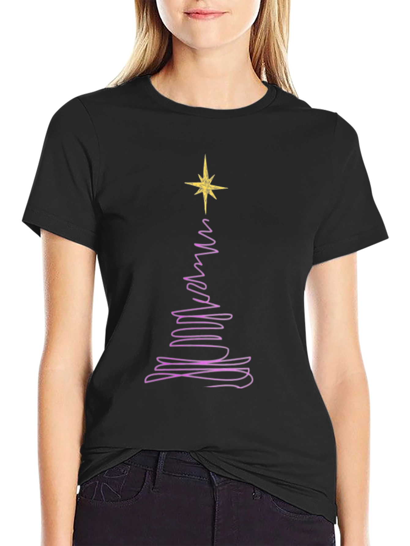 Christmas Tree Line Art T-Shirt