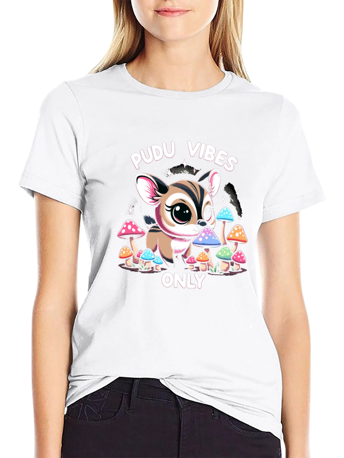 Pudu Vibes Only Graphic Tee - Black Cotton T-Shirt