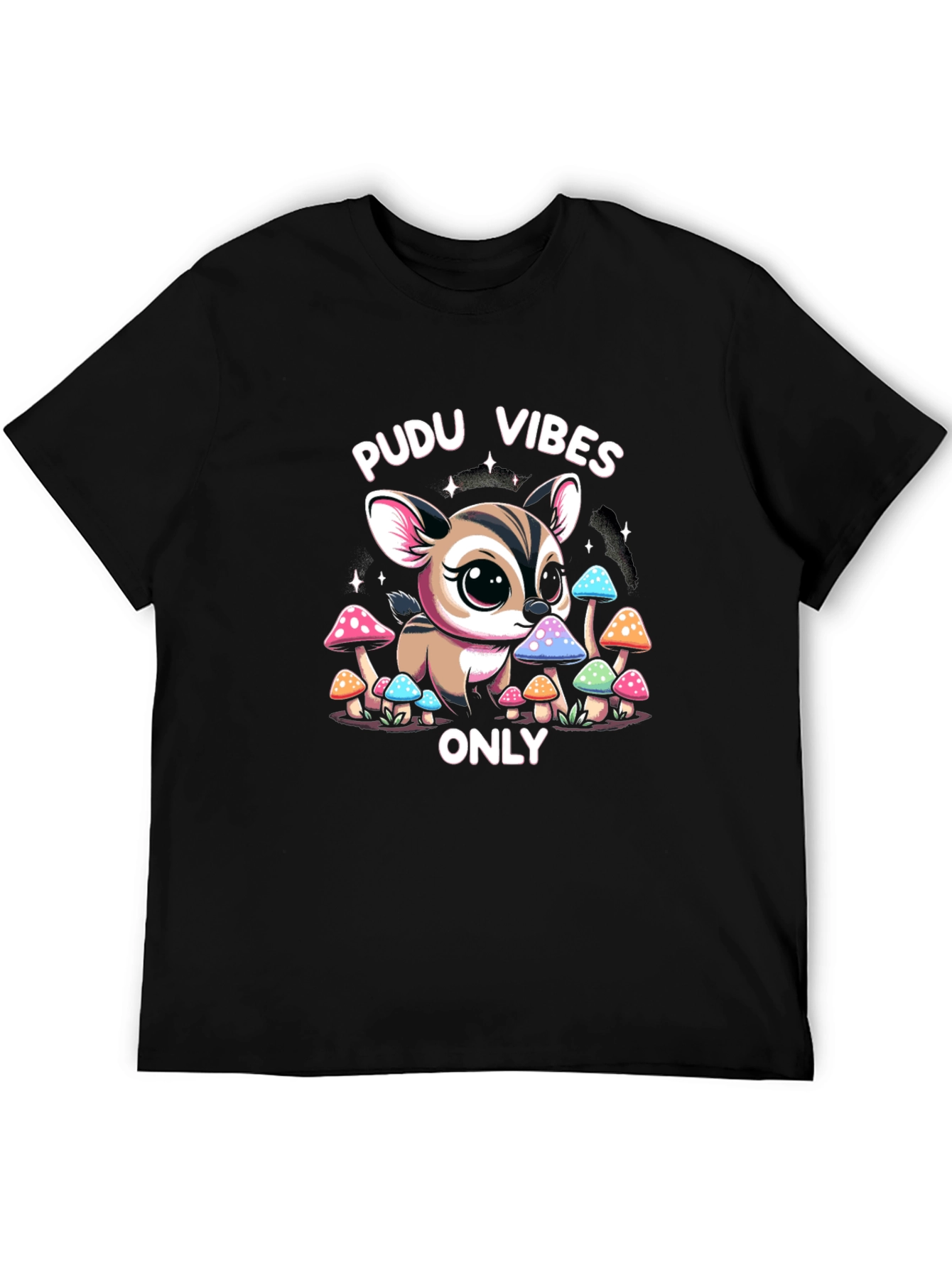 Pudu Vibes Only Graphic Tee - Black Cotton T-Shirt