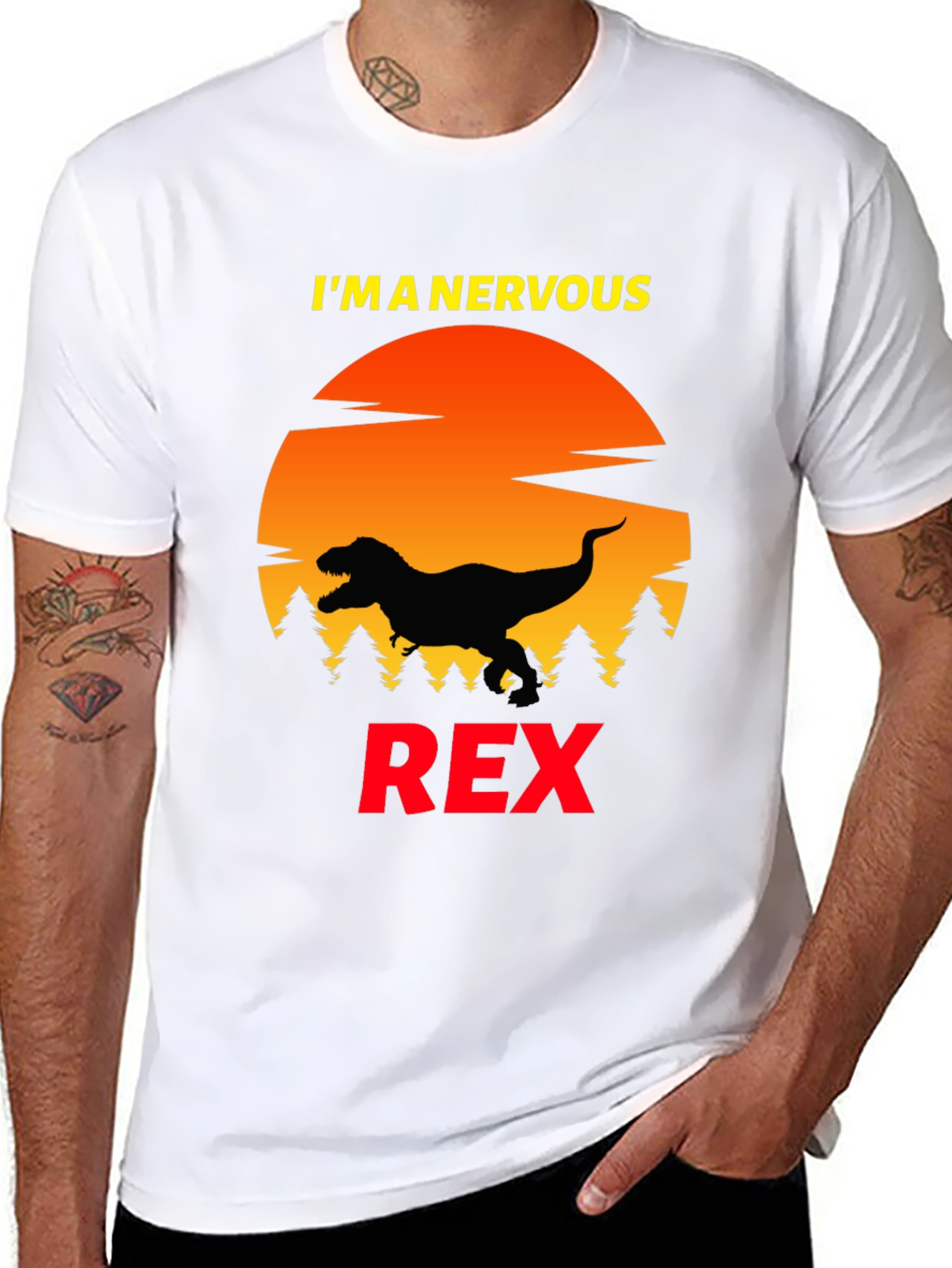 Nervous Rex T-Shirt - Funny Dinosaur Tee