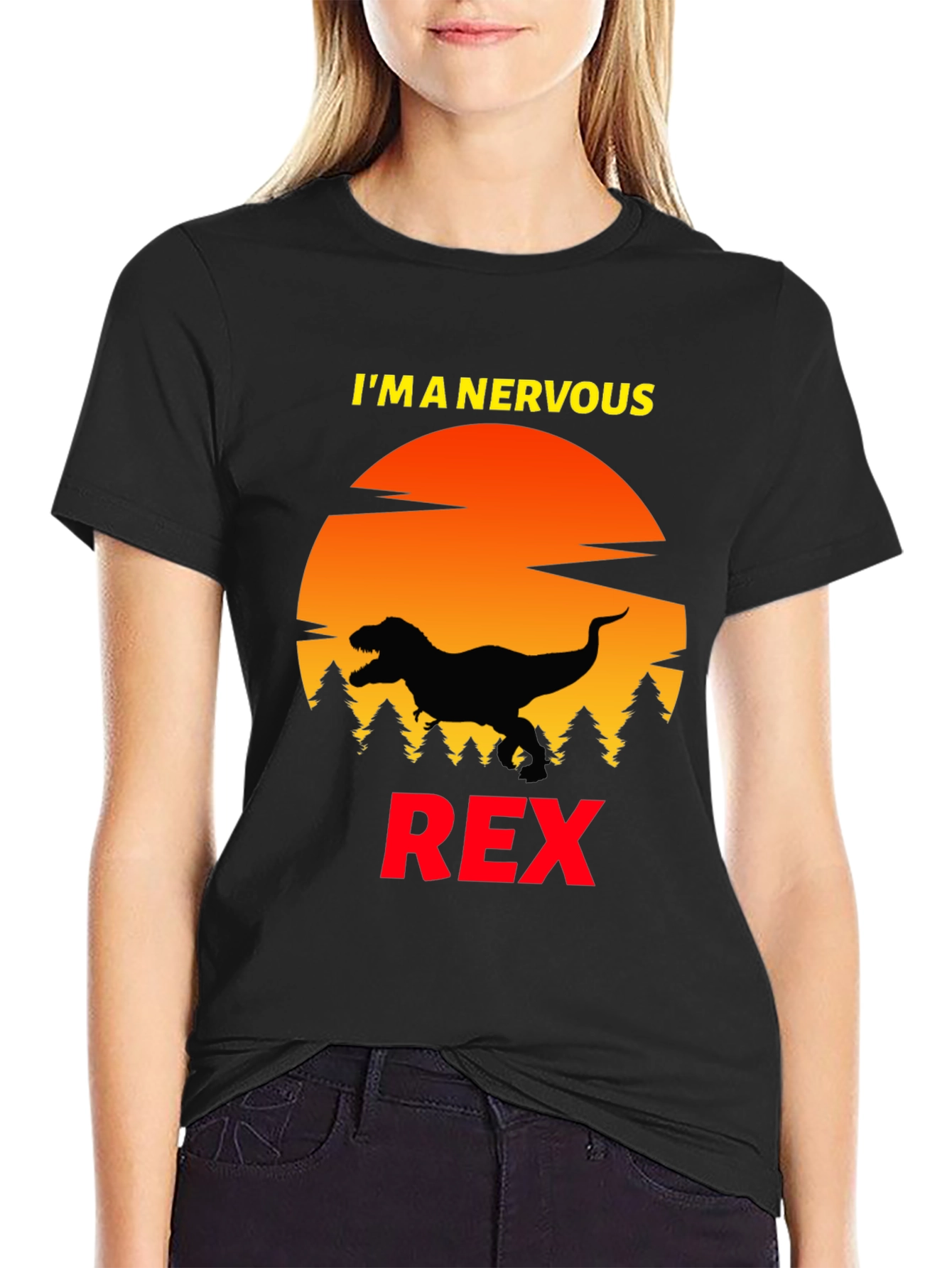 Nervous Rex T-Shirt - Funny Dinosaur Tee