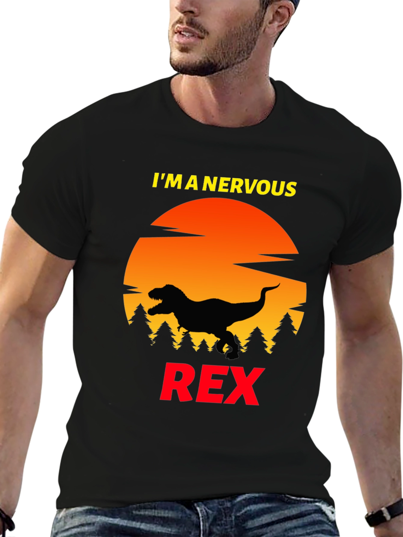 Nervous Rex T-Shirt - Funny Dinosaur Tee
