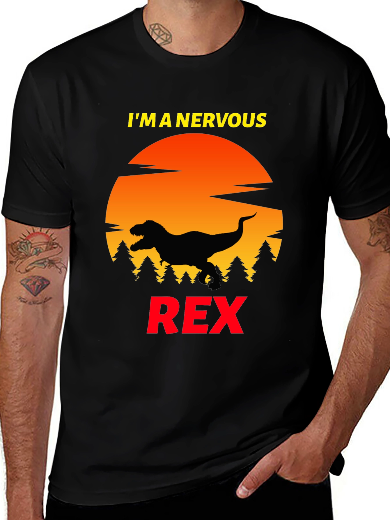 Nervous Rex T-Shirt - Funny Dinosaur Tee