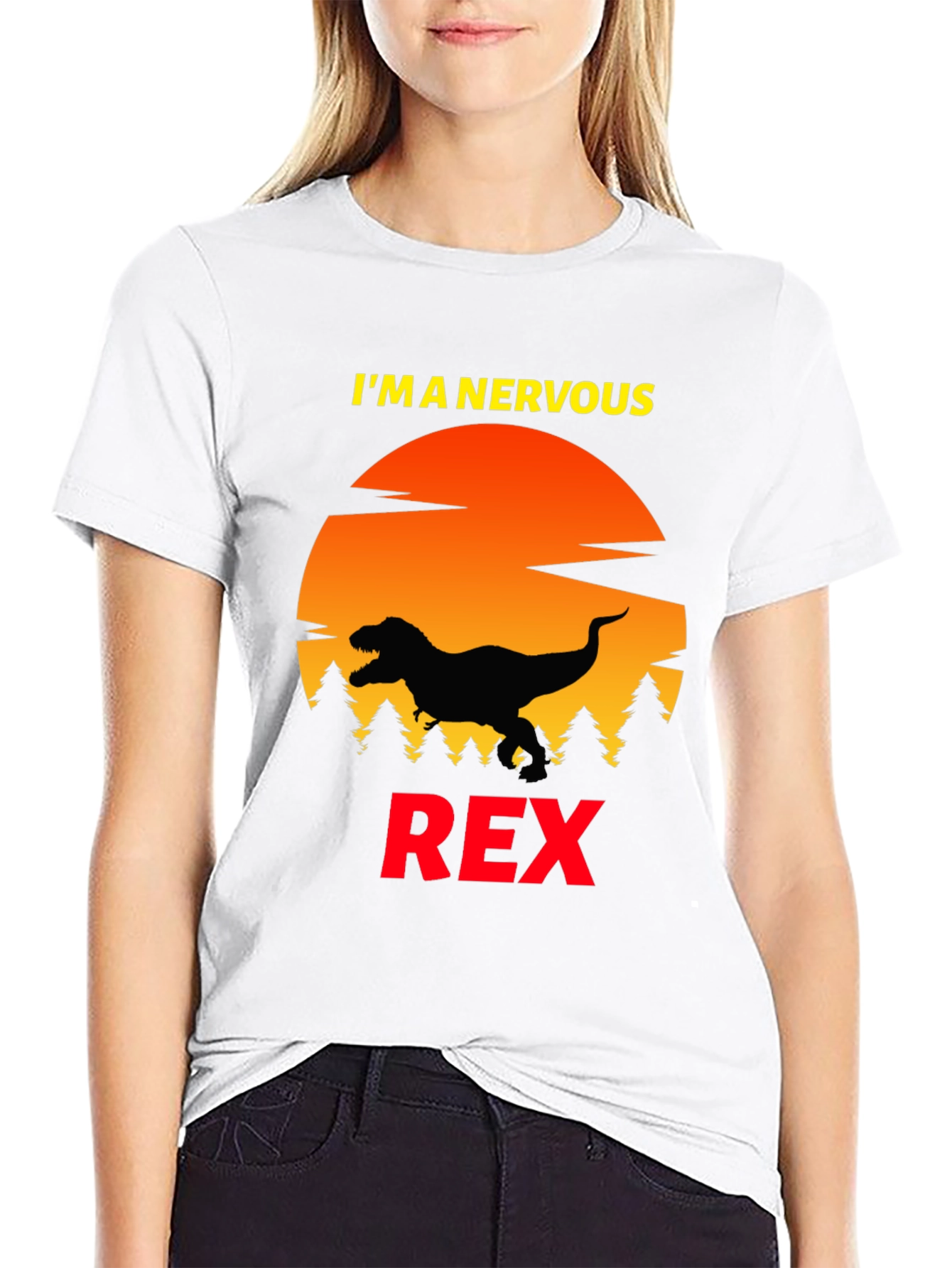 Nervous Rex T-Shirt - Funny Dinosaur Tee