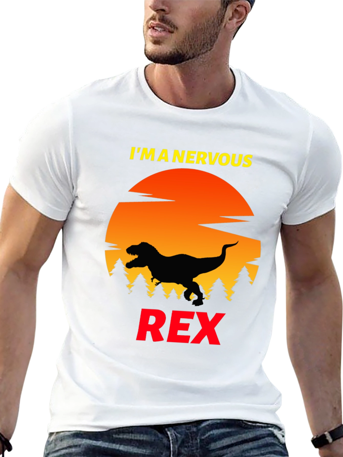 Nervous Rex T-Shirt - Funny Dinosaur Tee