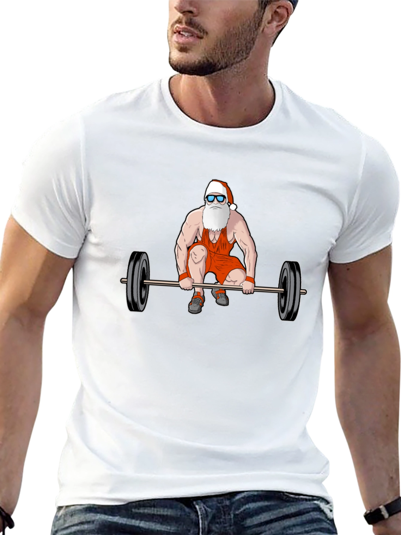 Santa Claus Weightlifting T-Shirt - Christmas Gym