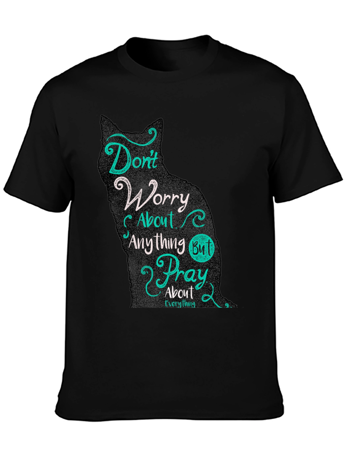Cat Silhouette Graphic T-Shirt - Dont Worry Pray