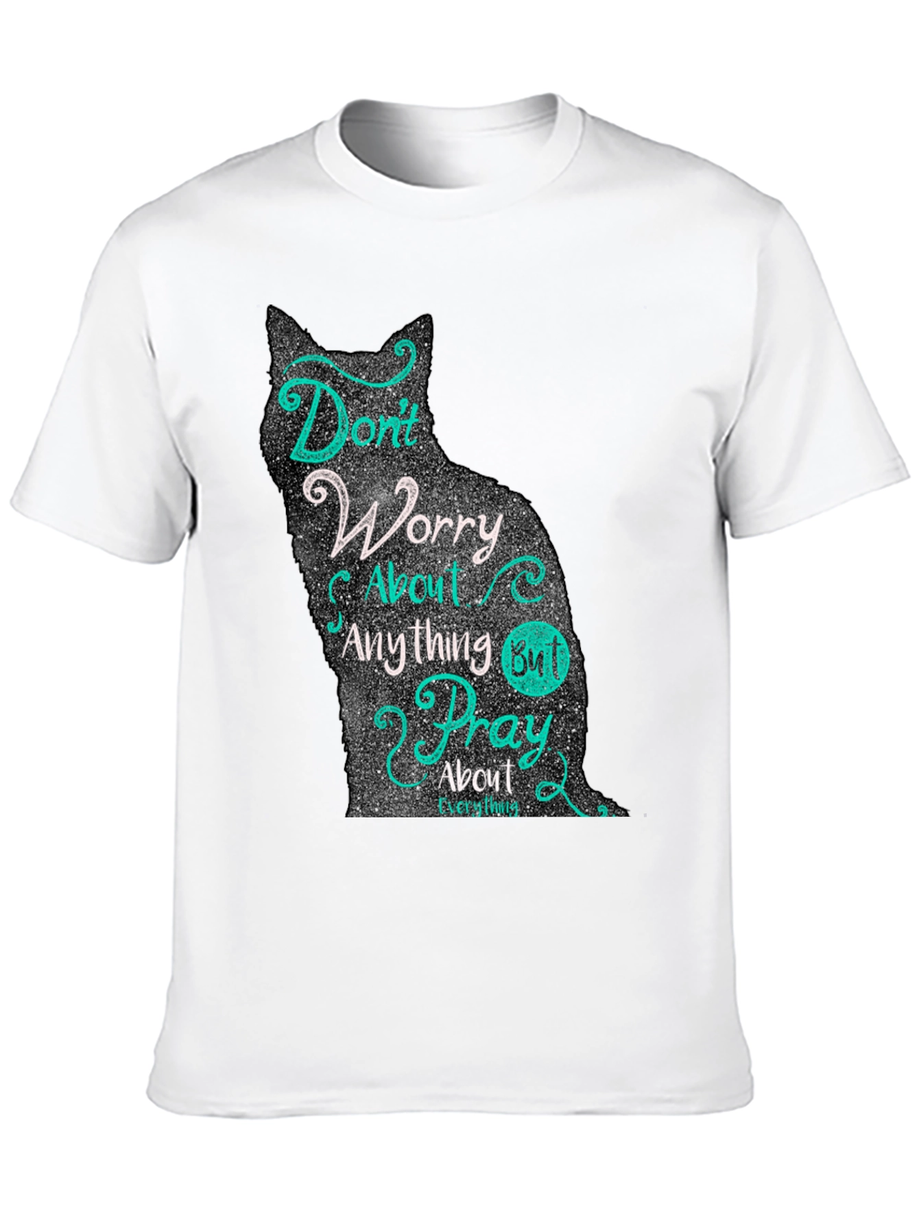 Cat Silhouette Graphic T-Shirt - Dont Worry Pray