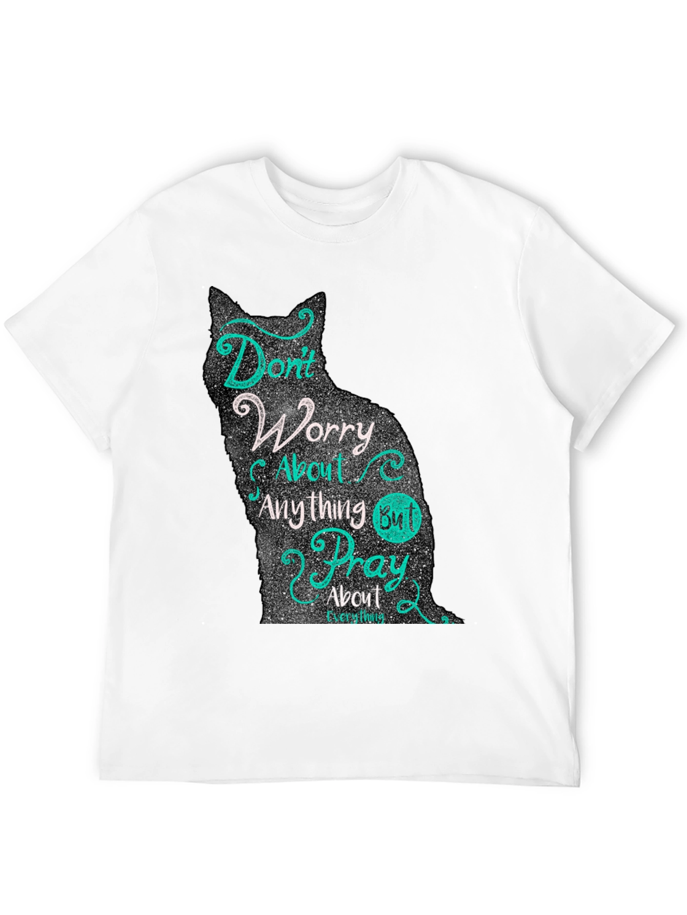 Cat Silhouette Graphic T-Shirt - Dont Worry Pray