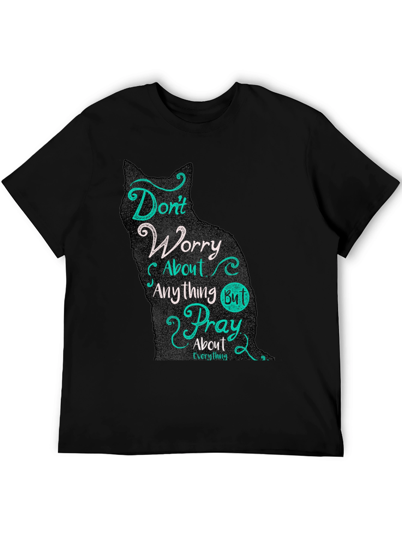 Cat Silhouette Graphic T-Shirt - Dont Worry Pray