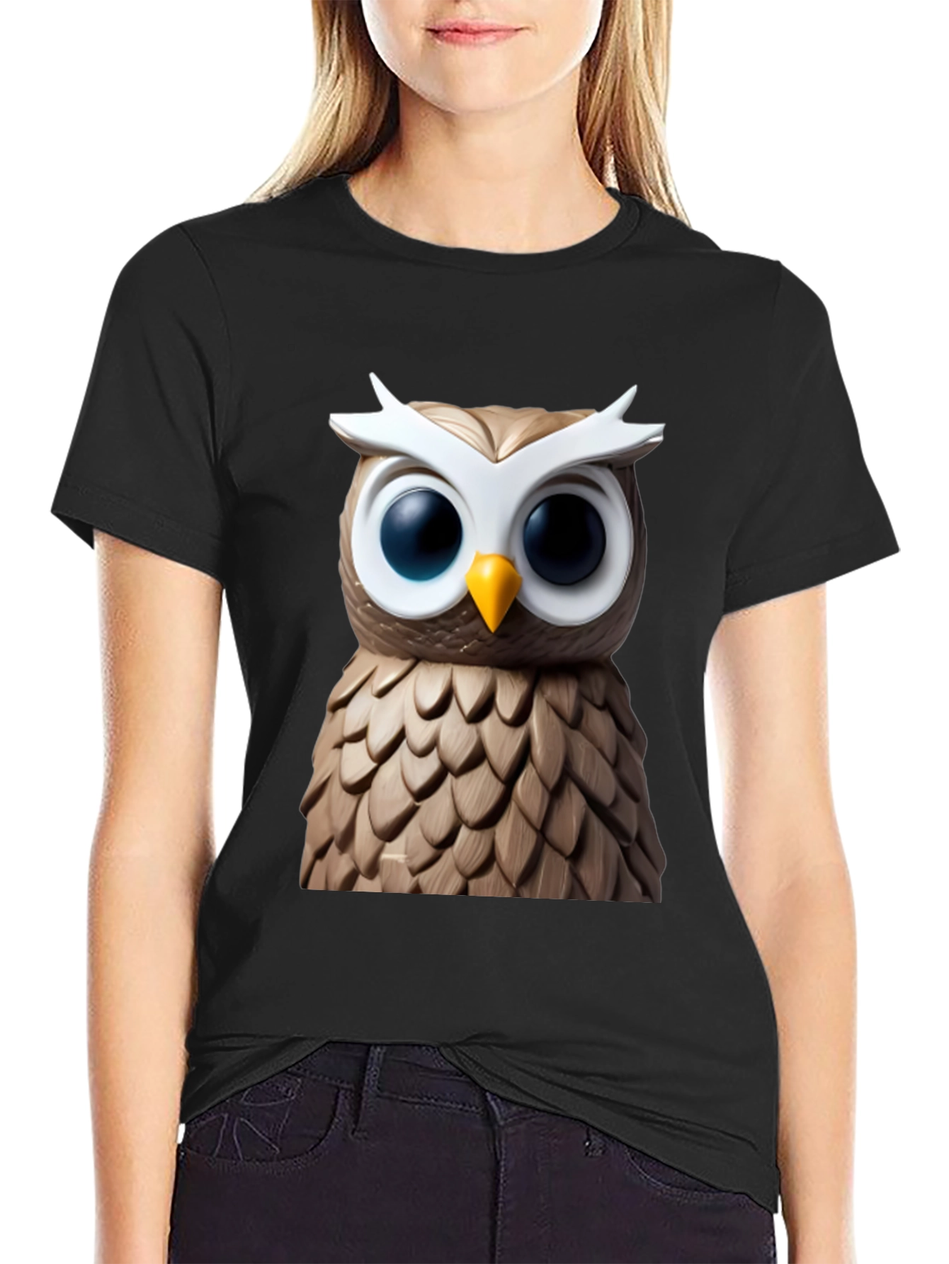 Owl Graphic Print Tee - Mens Black T-Shirt