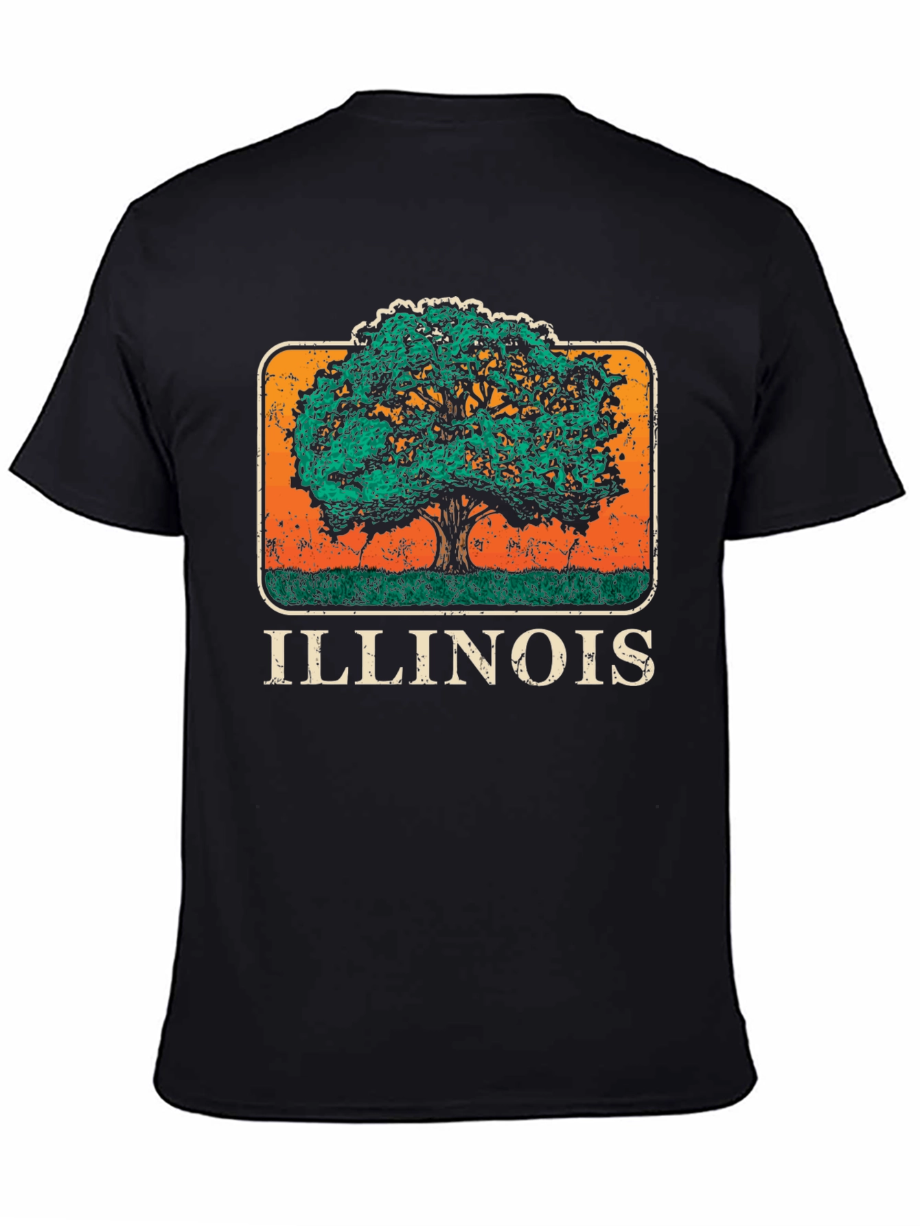 Illinois Tree Graphic T-Shirt - Distressed Retro Design