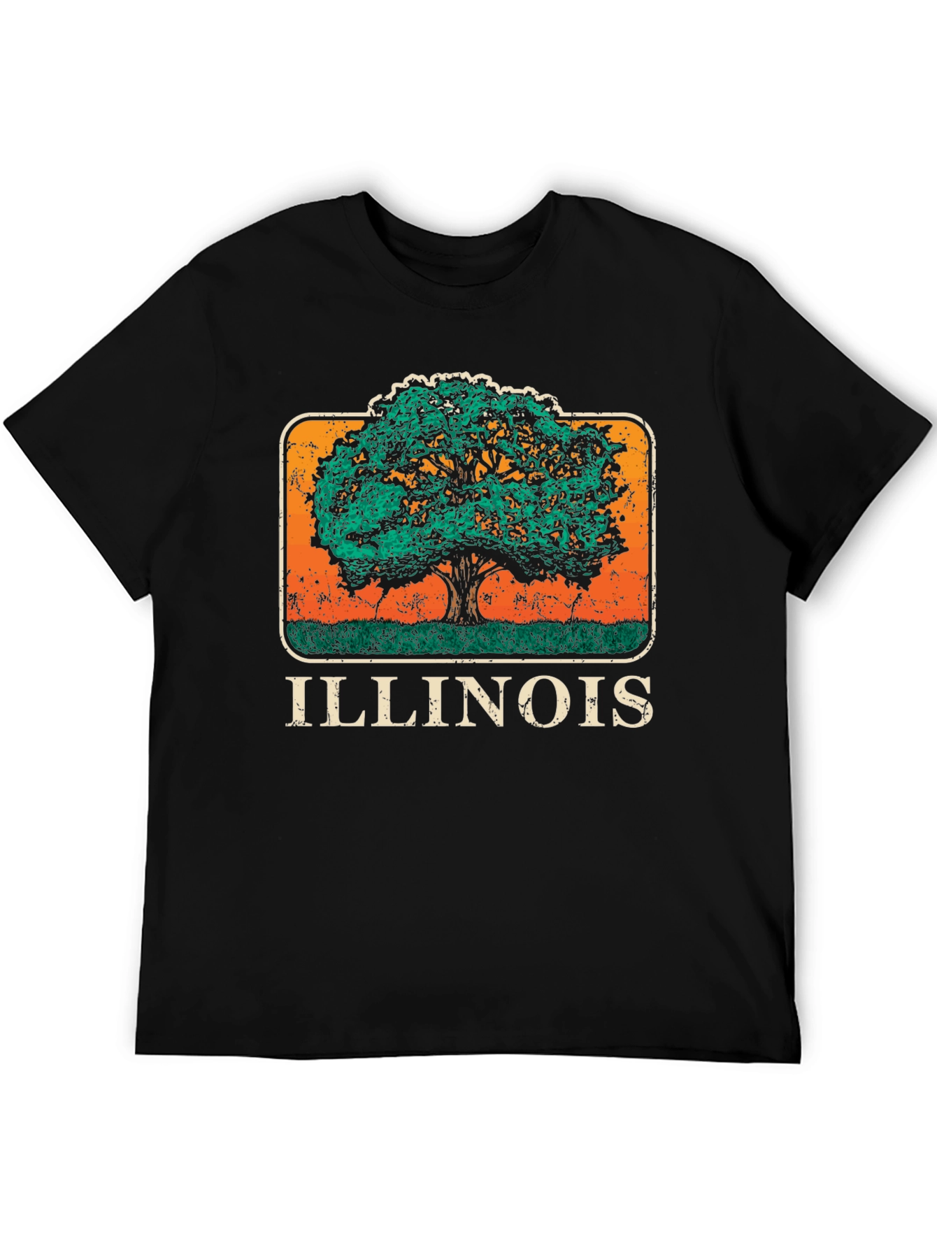 Illinois Tree Graphic T-Shirt - Distressed Retro Design