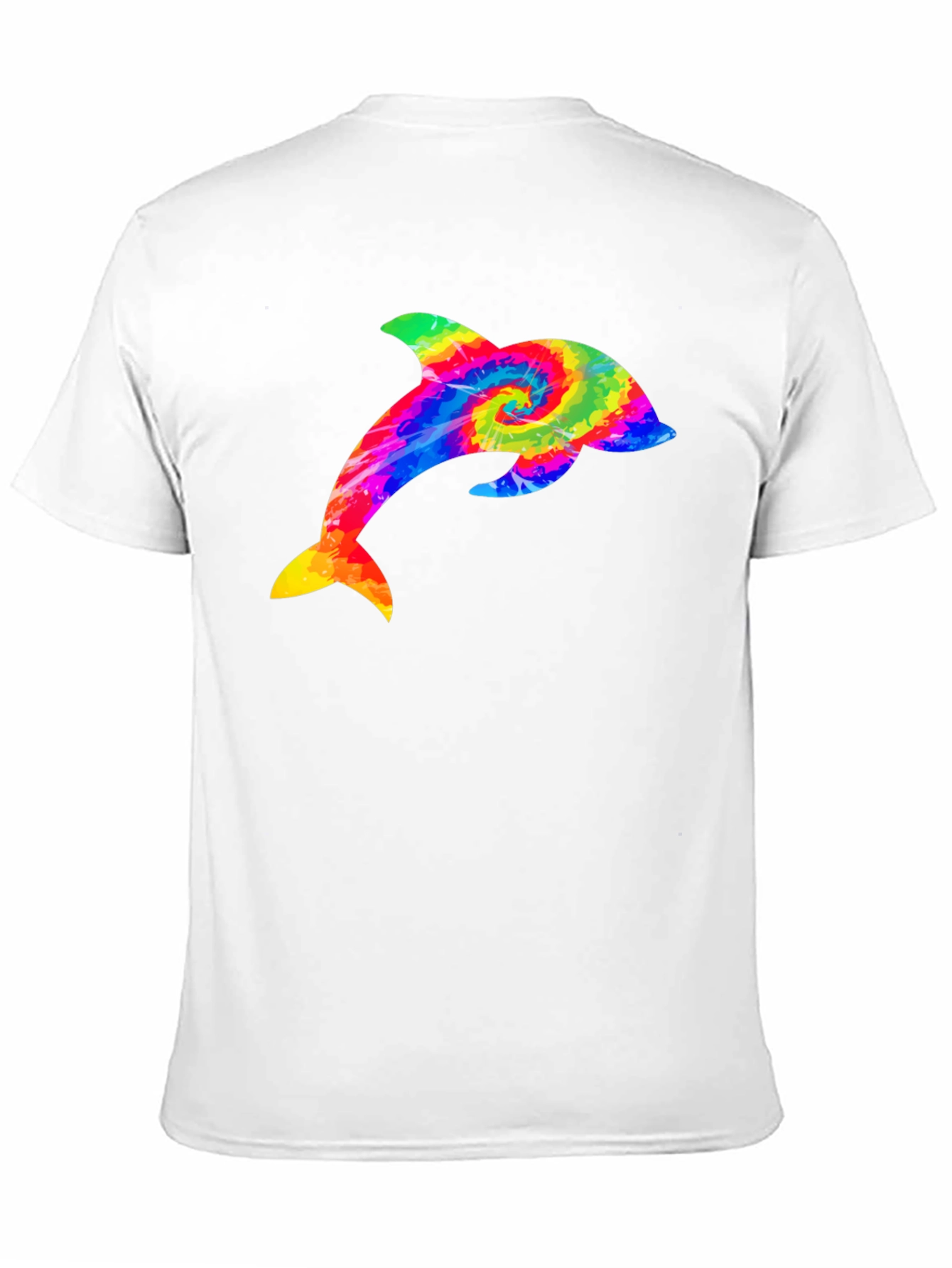 Rainbow Tie Dye Dolphin Graphic Black T-Shirt