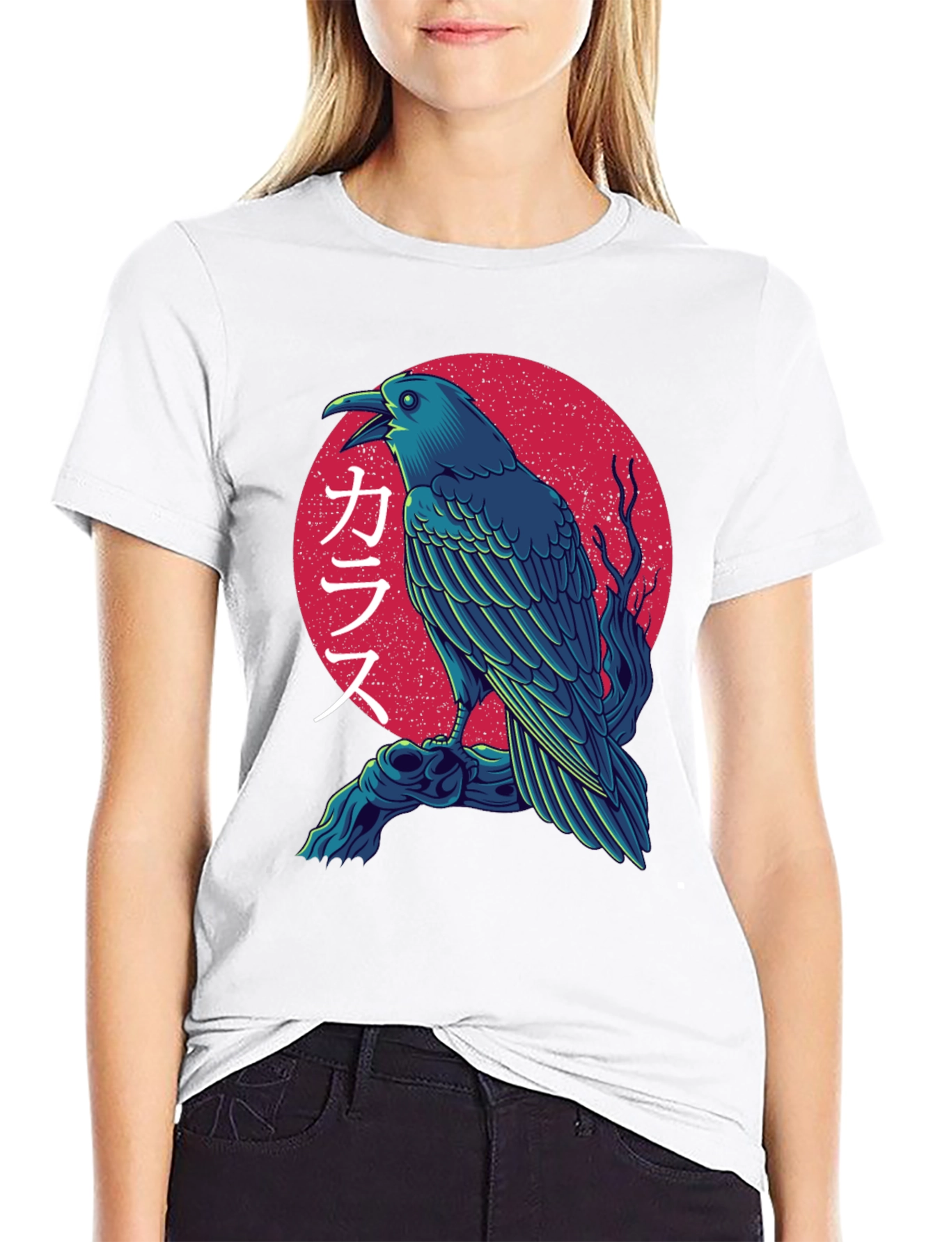 Japanese Raven T-Shirt - Unique Bird Graphic Tee