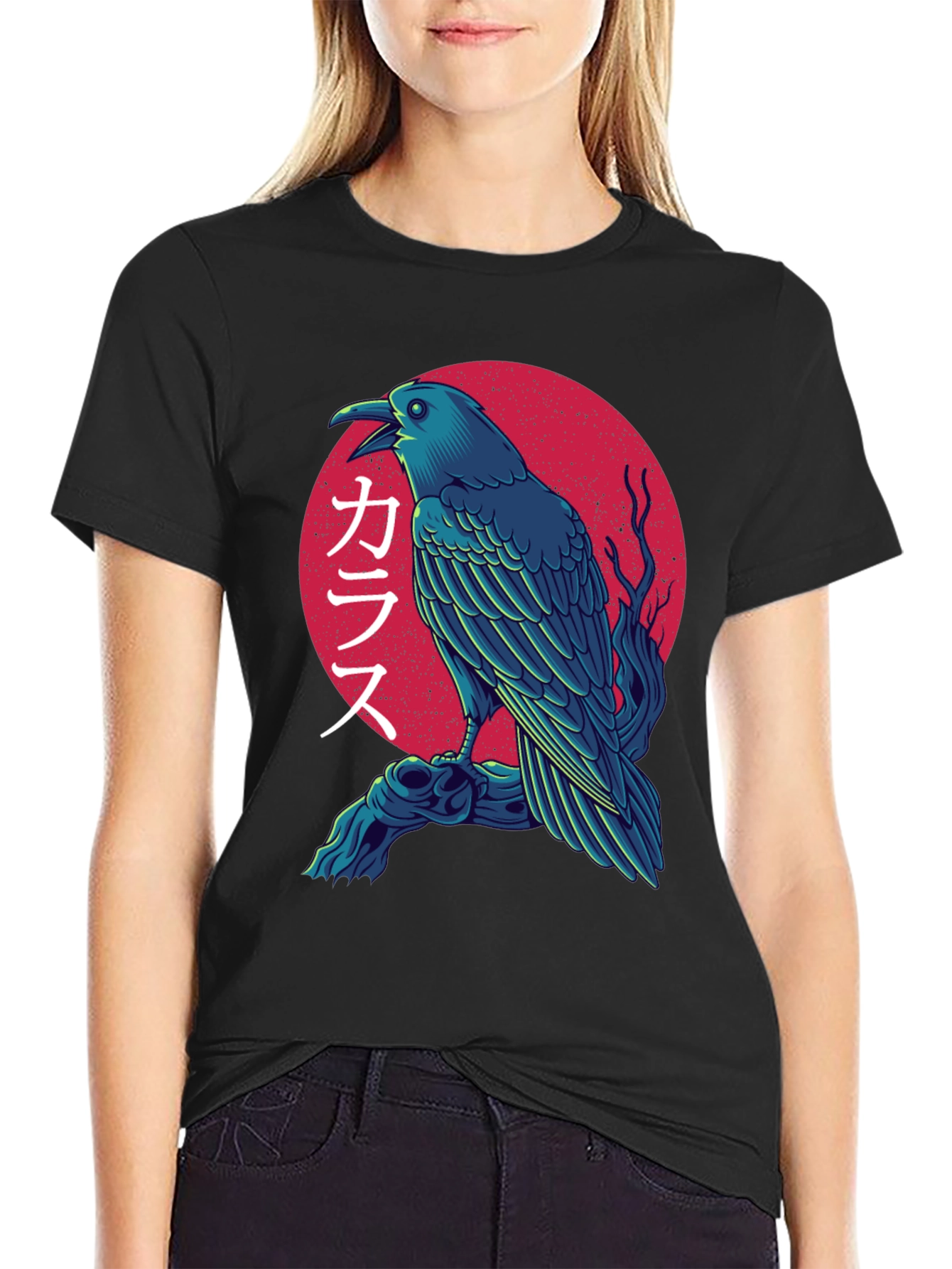 Japanese Raven T-Shirt - Unique Bird Graphic Tee